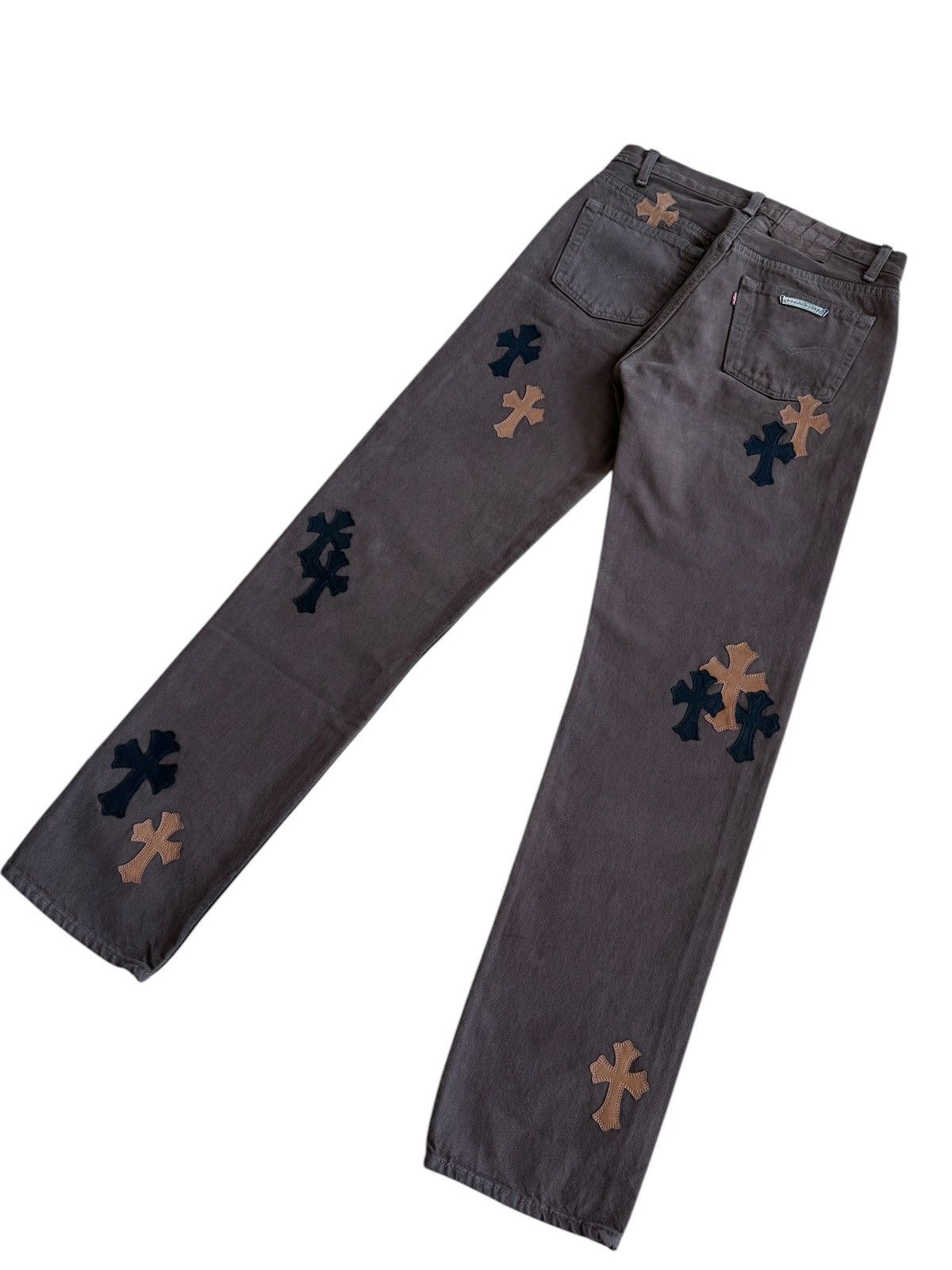 Chrome Hearts × Levi's OFFSET Personal Chrome Hearts Brown Levi’s Cross Patch Jeans Size US 29 - 6 Thumbnail