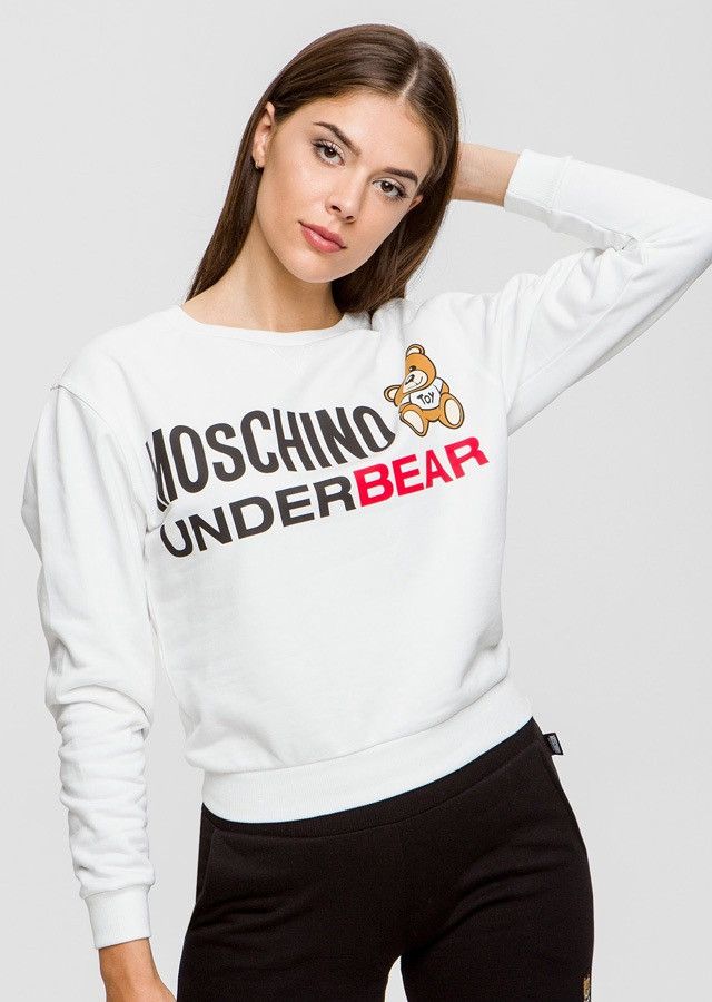 Moschino Moschino Underbear Womens White Sweatshirt Big Print Casual Size M / US 6-8 / IT 42-44 - 1 Thumbnail