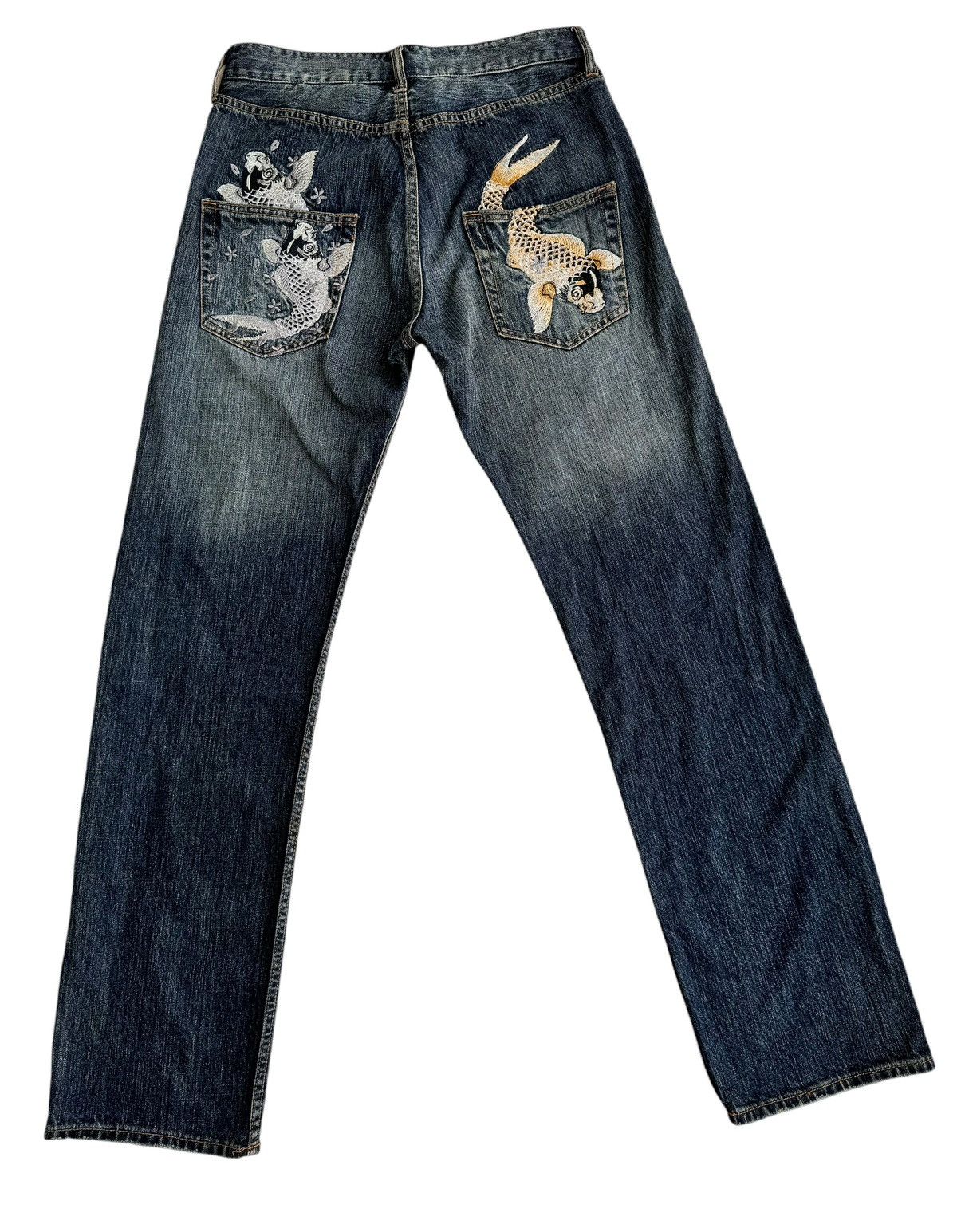 Japanese Brand ⚡️⚡️Japanese Brand Embroidery Fish Koi Denim Jeans Size US 30 / EU 46 - 2 Thumbnail