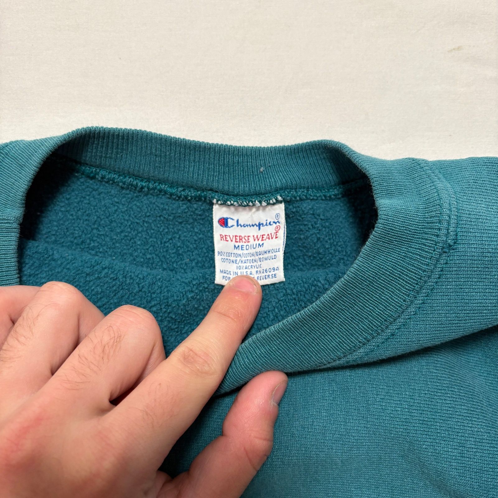 Champion VTG 90's Champion Reverse Weave Blank Sweatshirt Teal M Size US M / EU 48-50 / 2 - 2 Thumbnail