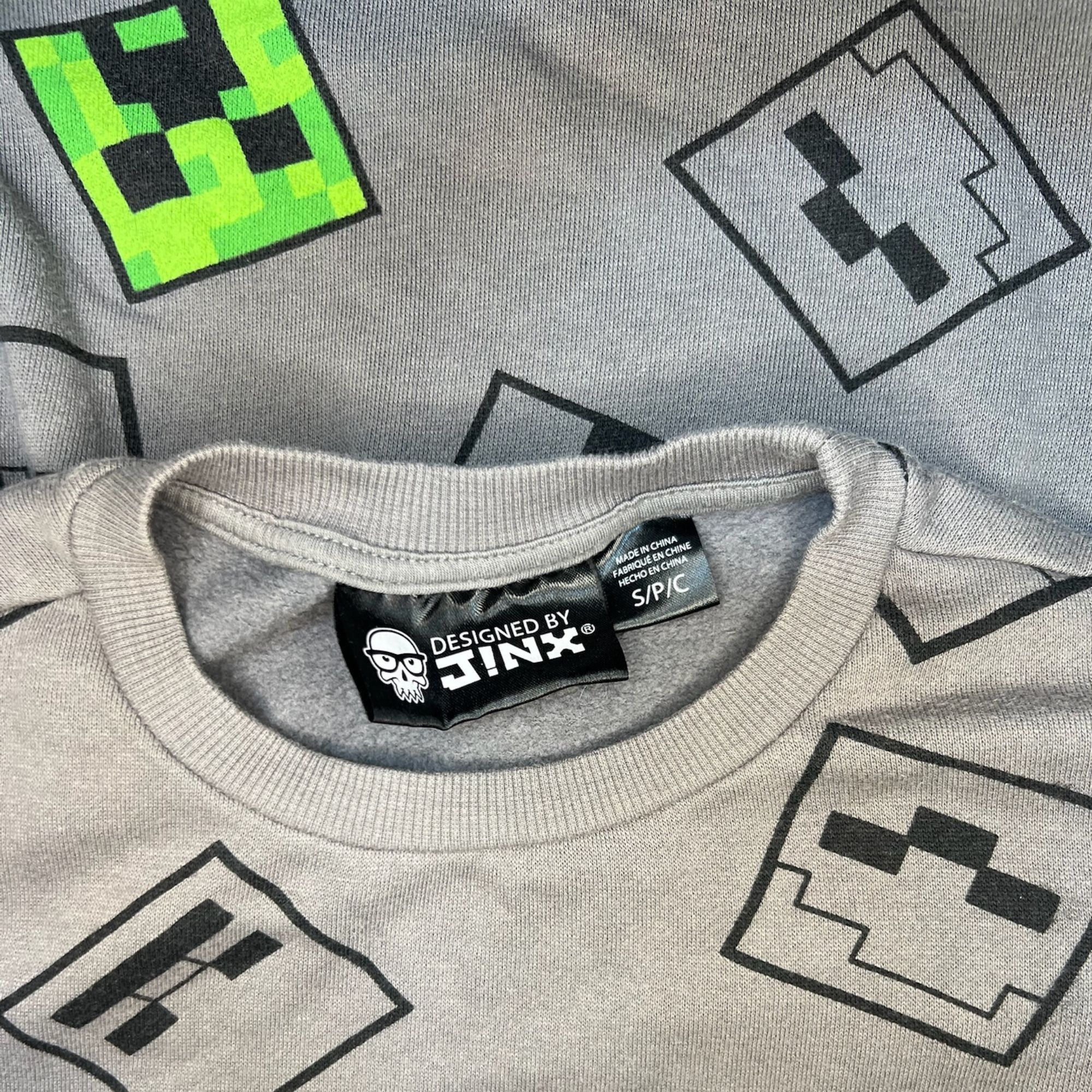 Other Jinx X Minecraft Creeper & Mob Pattern Kids Sweater - Gray & Size US XS / EU 42 / 0 - 5 Thumbnail