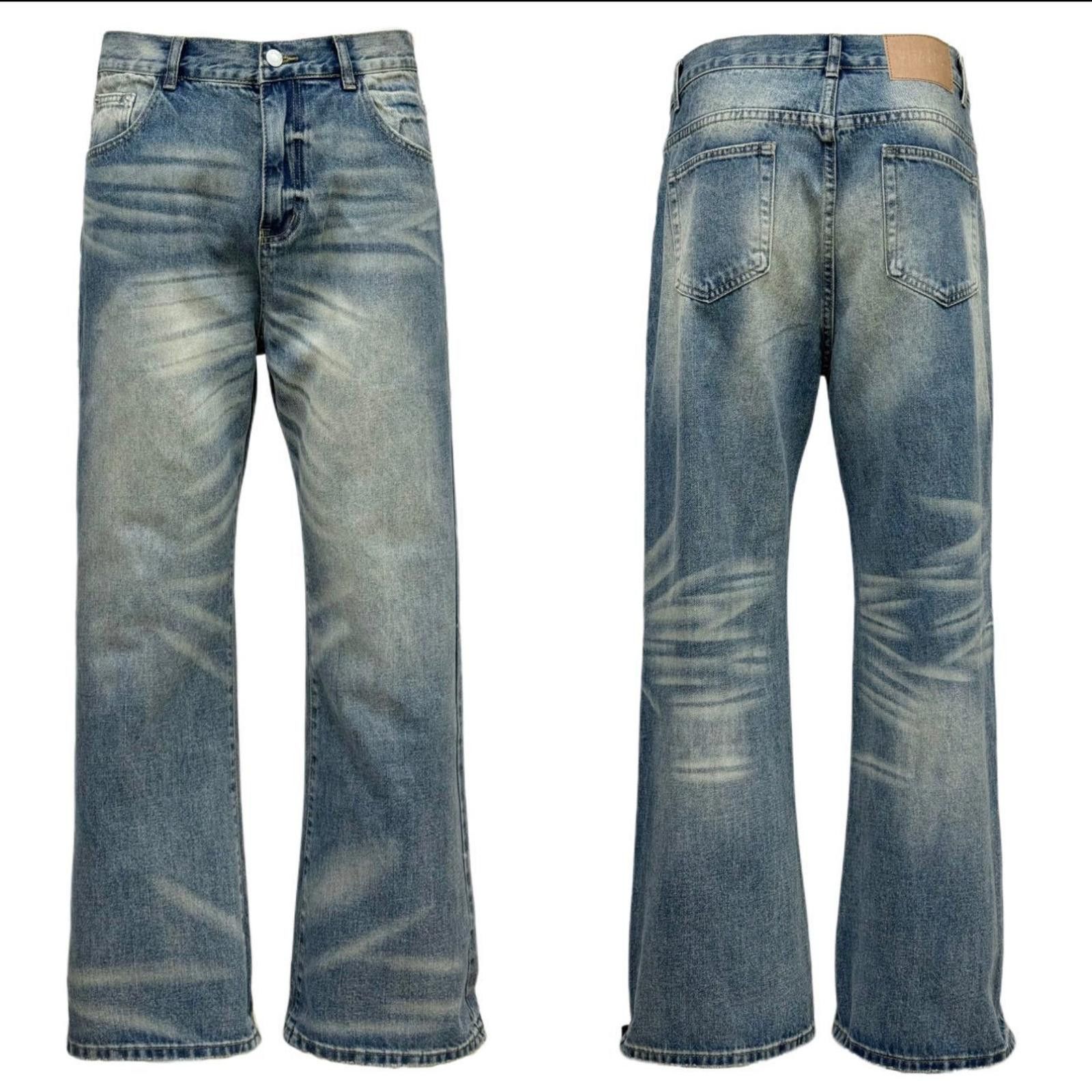 Jean Washed Design Wide-Leg Denim | High Street Water-Wash Jeans Size US 30 / EU 46 - 2 Thumbnail