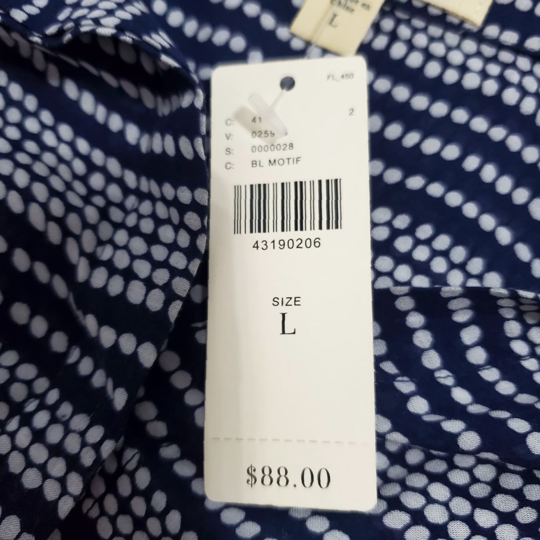 Anthropologie Cloth & Stone Shirt Women L Blue Motif Rayon Relaxed Button Up Top Size L / US 10 / IT 46 - 4 Thumbnail