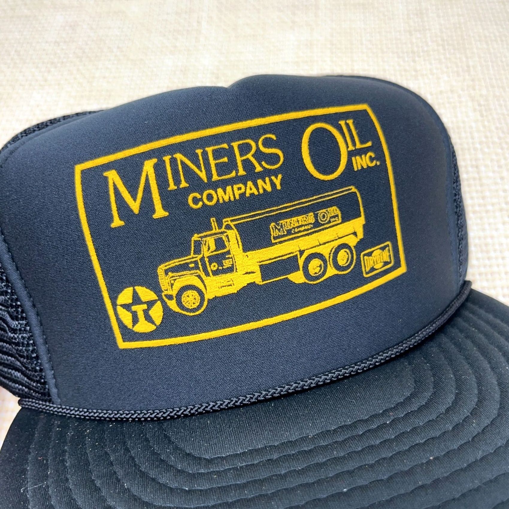 Vintage VINTAGE Miners Oil Trucker Hat Cap Snapback Black Yellow Tanker Trucking 90s Mens Adjustable Hat Size ONE SIZE - 3 Thumbnail