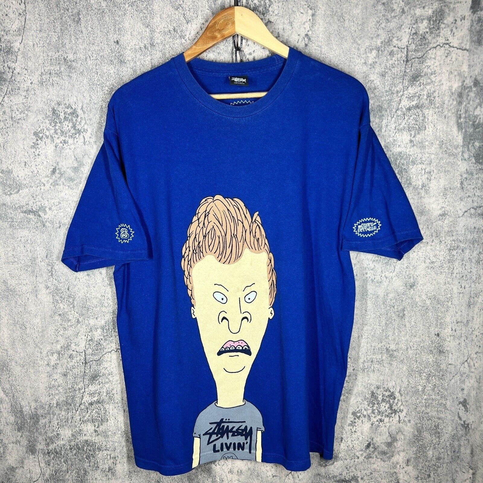 image of Beavis & Butt-Head Big Face T-Shirt Mtv Blue Large, Men's (Size XL)