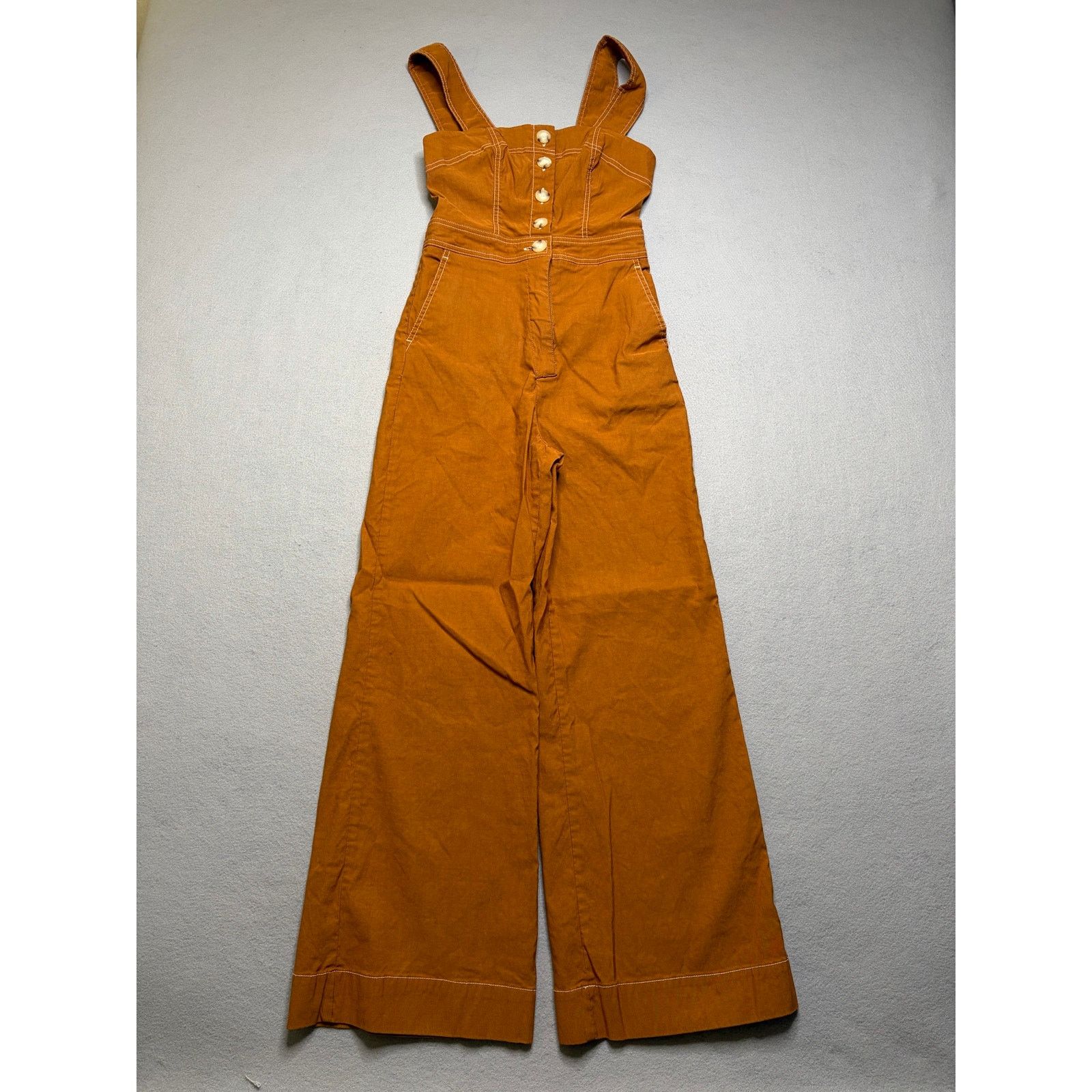 Anthropologie Maeve Anthropologie The Colette Jumpsuit Womens US 0 Brown Size 25" / US 0 / IT 36 - 3 Thumbnail