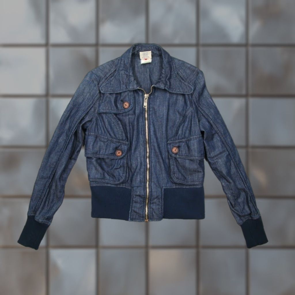 True Religion True Religion Women's Large Blue Denim Full Zip Jacket - Retro American Style Size L / US 10 / IT 46 - 1 Thumbnail