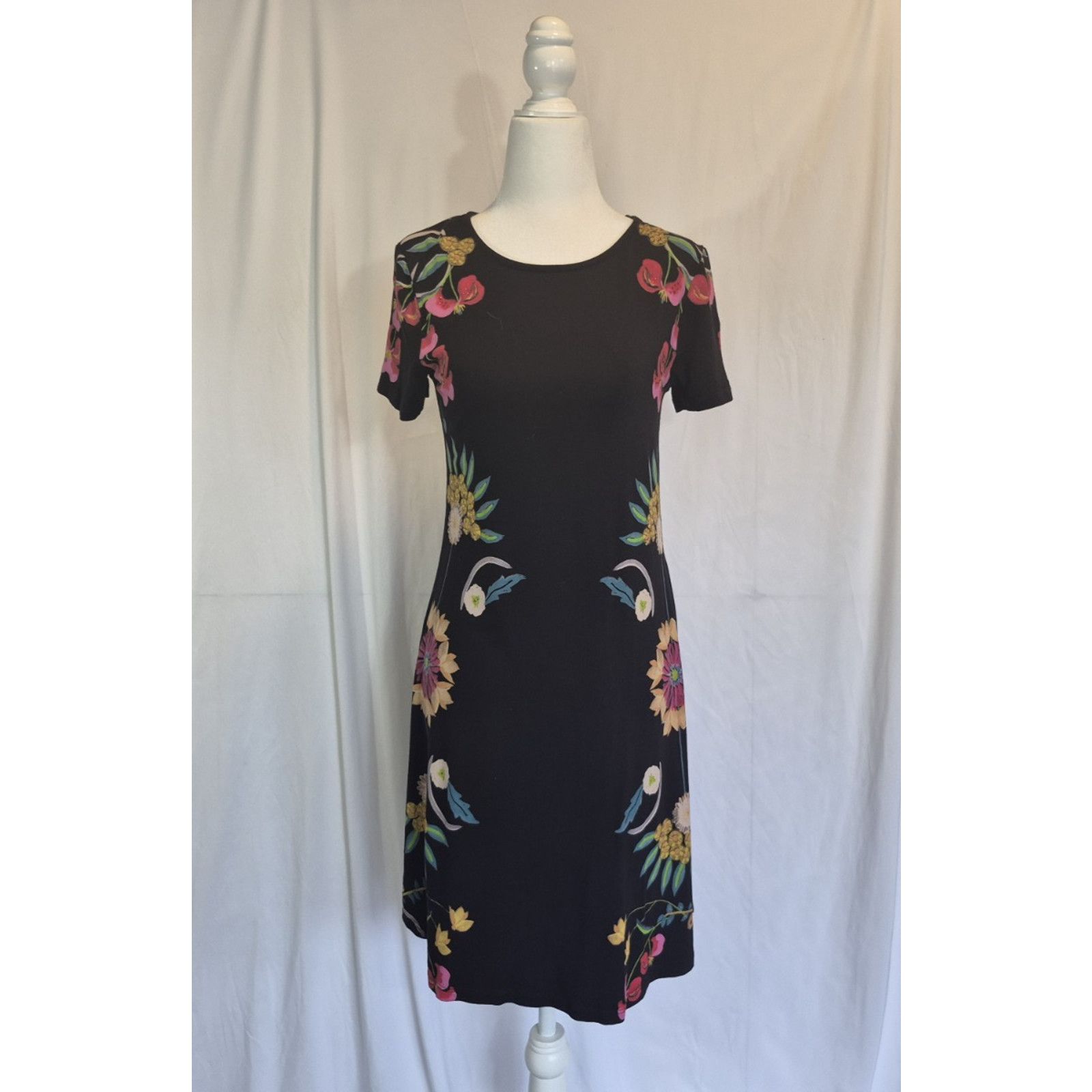 Desigual Desigual Womens Painted Multicolor Tropical Floral Dress XS Size XS / US 0-2 / IT 36-38 - 2 Thumbnail