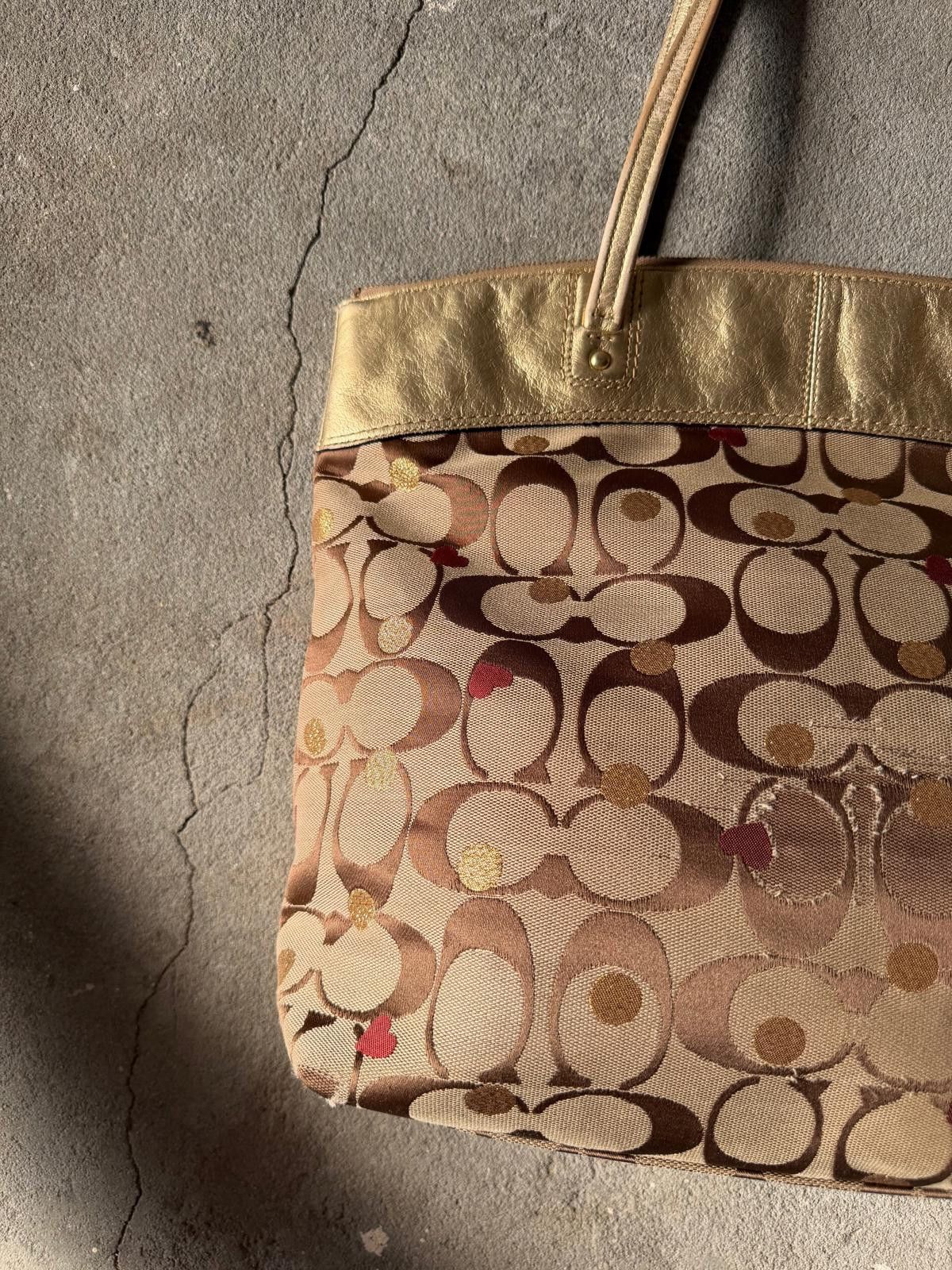 Coach Coach Signature Laura Secret Heart Tote Bag Beige/Gold Size ONE SIZE - 7 Thumbnail