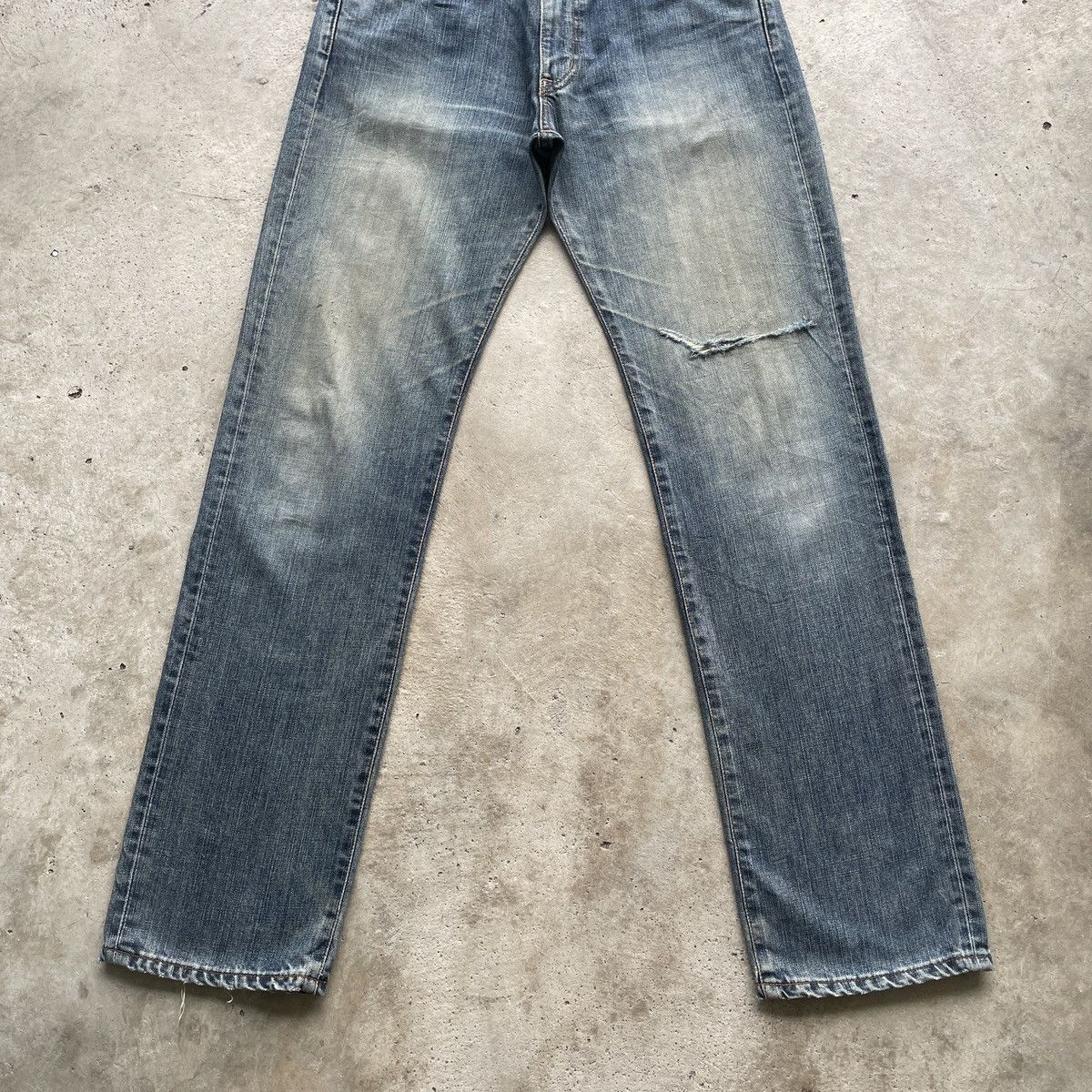 Edwin × Japanese Brand × Jean Vintage Edwin 503 Regular Distressed Jeans Faded Denim Pants Size US 33 - 4 Thumbnail