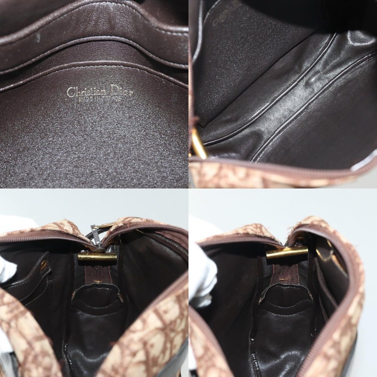 Dior DIOR Trotter Canvas Shoulder Bag Brown Gold Size ONE SIZE - 12 Thumbnail