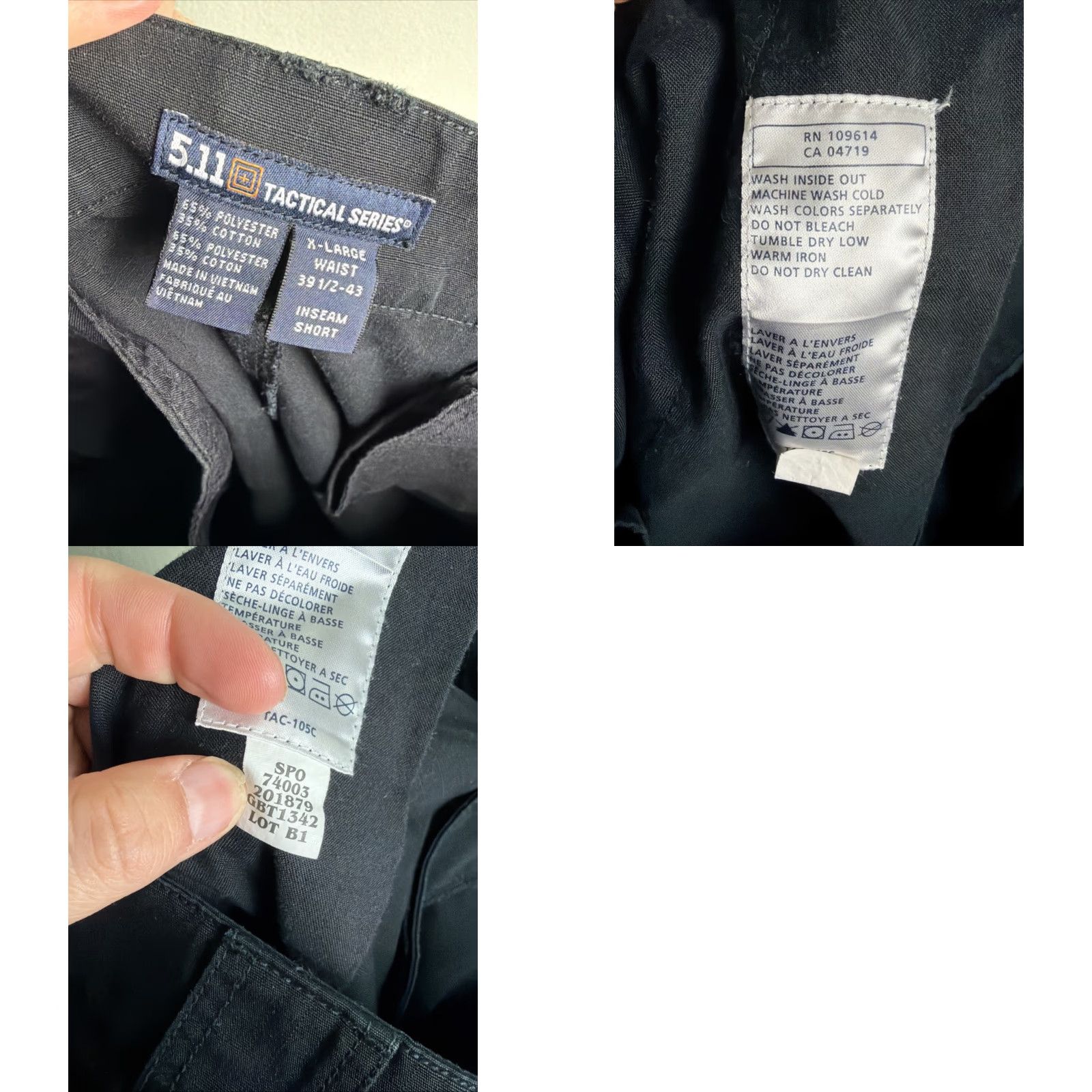 Vintage 5.11 Tactical TDU Cargo Pants Mens XL Black Ripstop Style #74003 Size US 36 / EU 52 - 9 Thumbnail