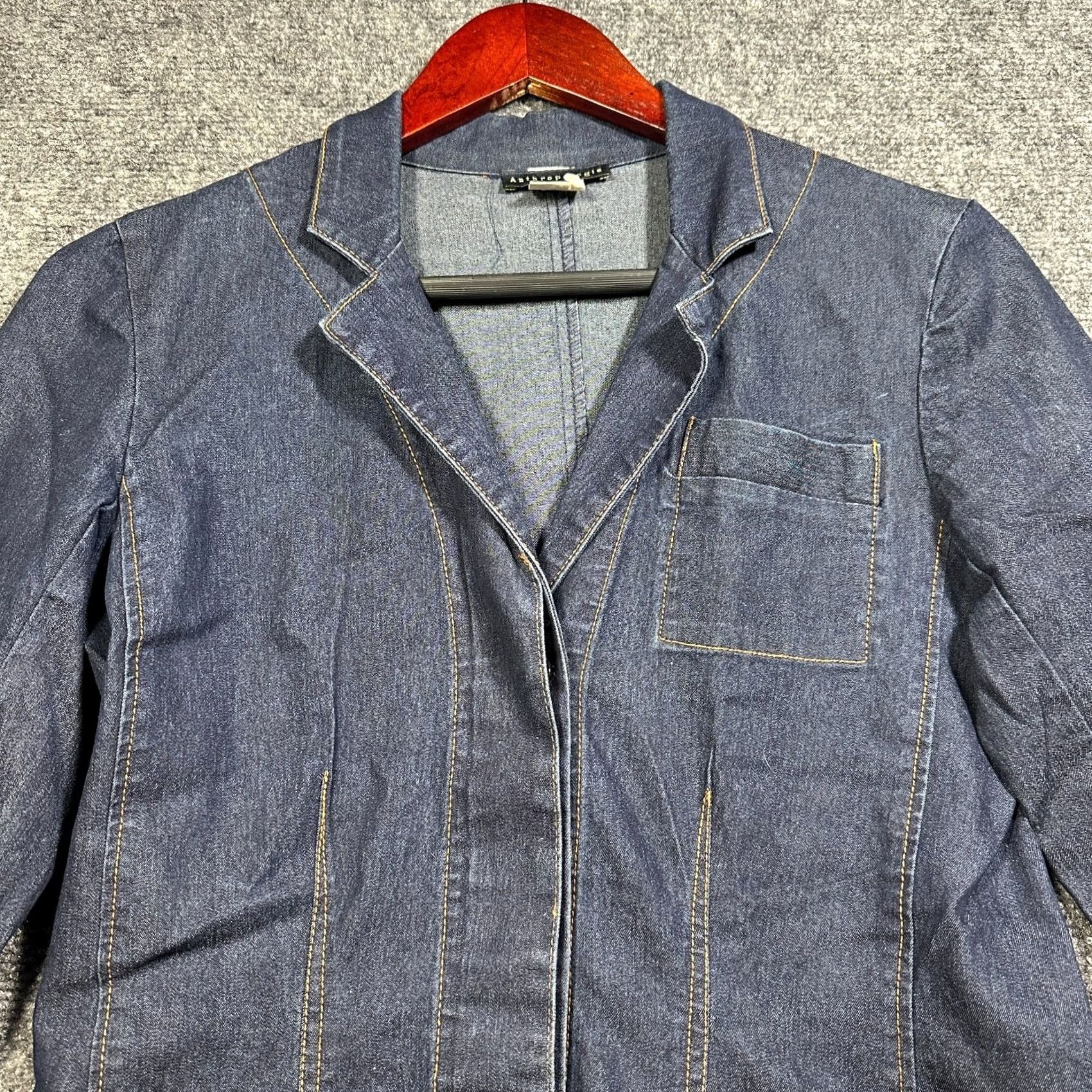 Anthropologie VINTAGE Anthropologie Jacket Womens XS Blue Cotton Denim Pockets Regular Fit Button Closure Size 26" / US 2 / IT 38 - 3 Thumbnail
