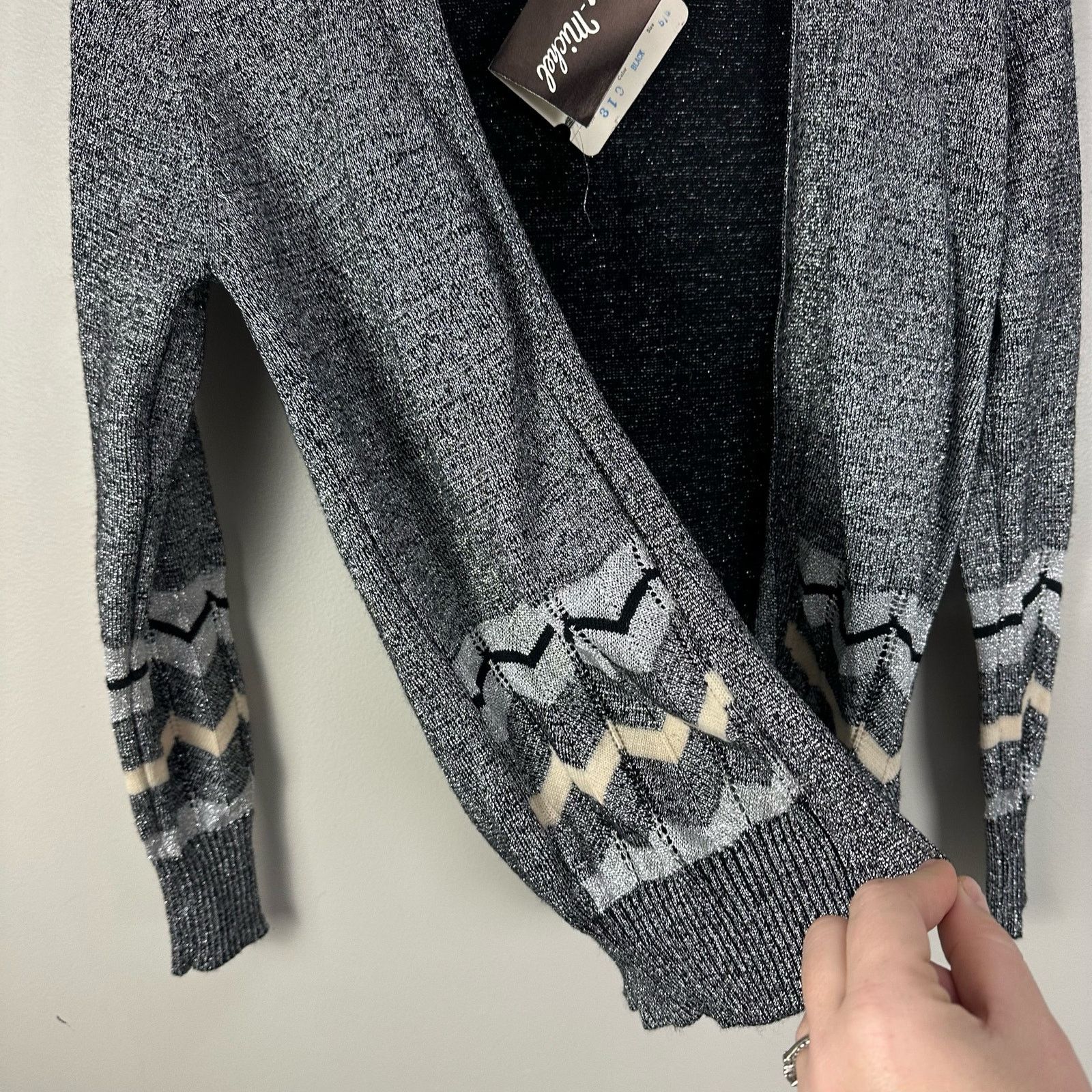 Other Vintage 70s Jon-Michel Sparkly Silver Cardigan Sweater 5 6 S Size S / US 4 / IT 40 - 4 Thumbnail
