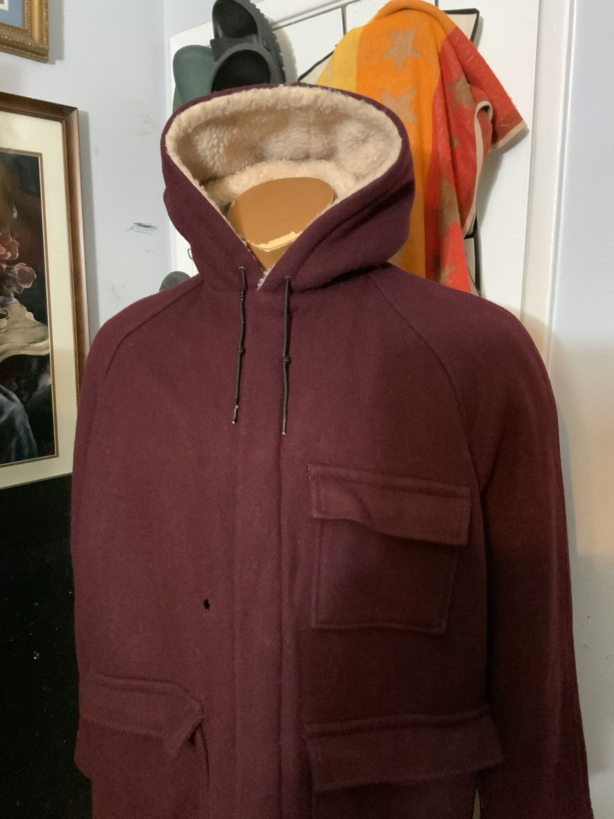 Vintage Vintage 1950s Standard Of Hollywood Wool Sherpa Hooded Coat Size US L / EU 52-54 / 3 - 16 Thumbnail