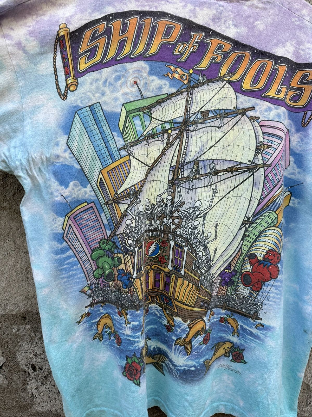 Grateful Dead × Liquid Blue × Vintage 1993 Vintage greatful dead ship of fools tie dye T-shirt Size US XL / EU 56 / 4 - 9 Thumbnail