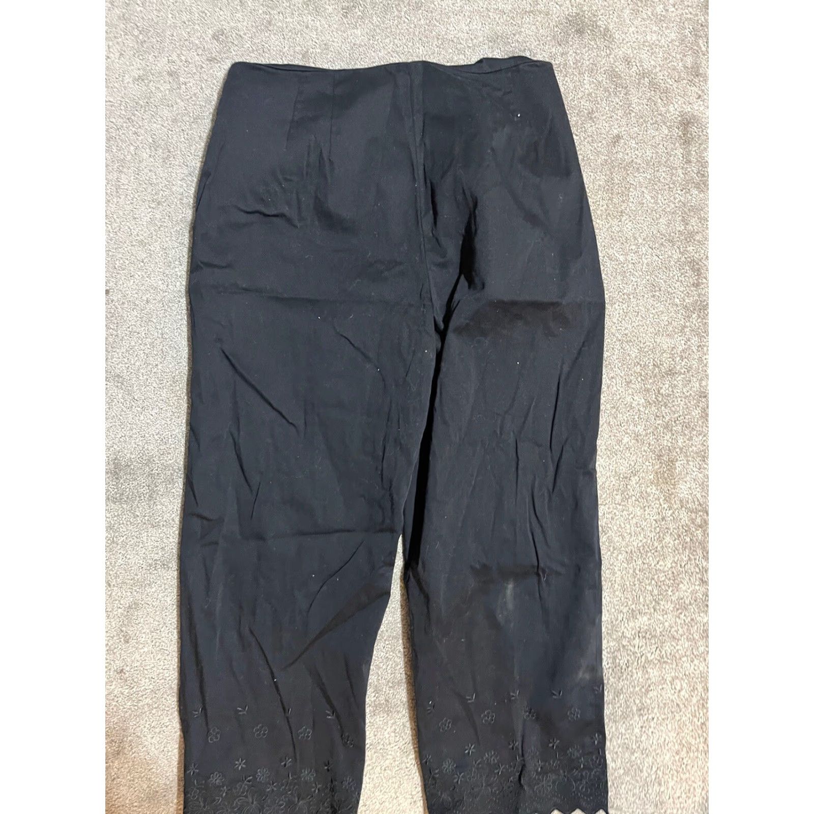 Vintage Apostrophe Black Solid Capri Pants 14 Women's Capris | Black Capri | 14 | Women Size XL / US 12-14 / IT 48-50 - 3 Thumbnail
