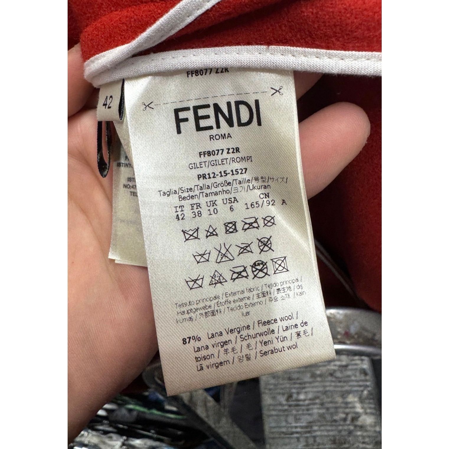 Fendi NWOT Fendi Red Virgin Wool & Leather Vest - IT42/M Size M / US 6-8 / IT 42-44 - 6 Thumbnail