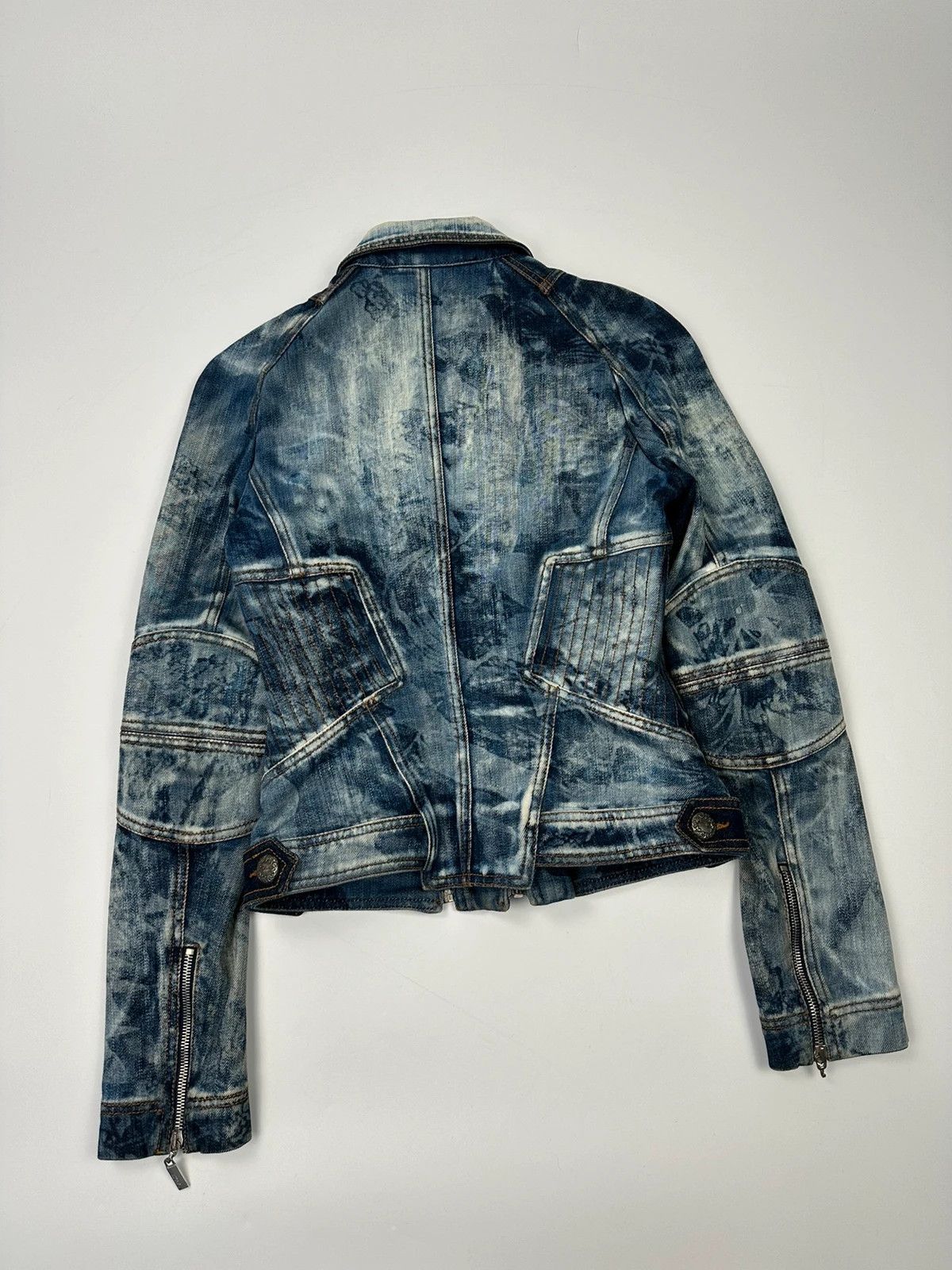 Just Cavalli Just Cavalli 00’s Sky Blue Print Multi Zip Denim Jacket Size S / US 4 / IT 40 - 13 Thumbnail