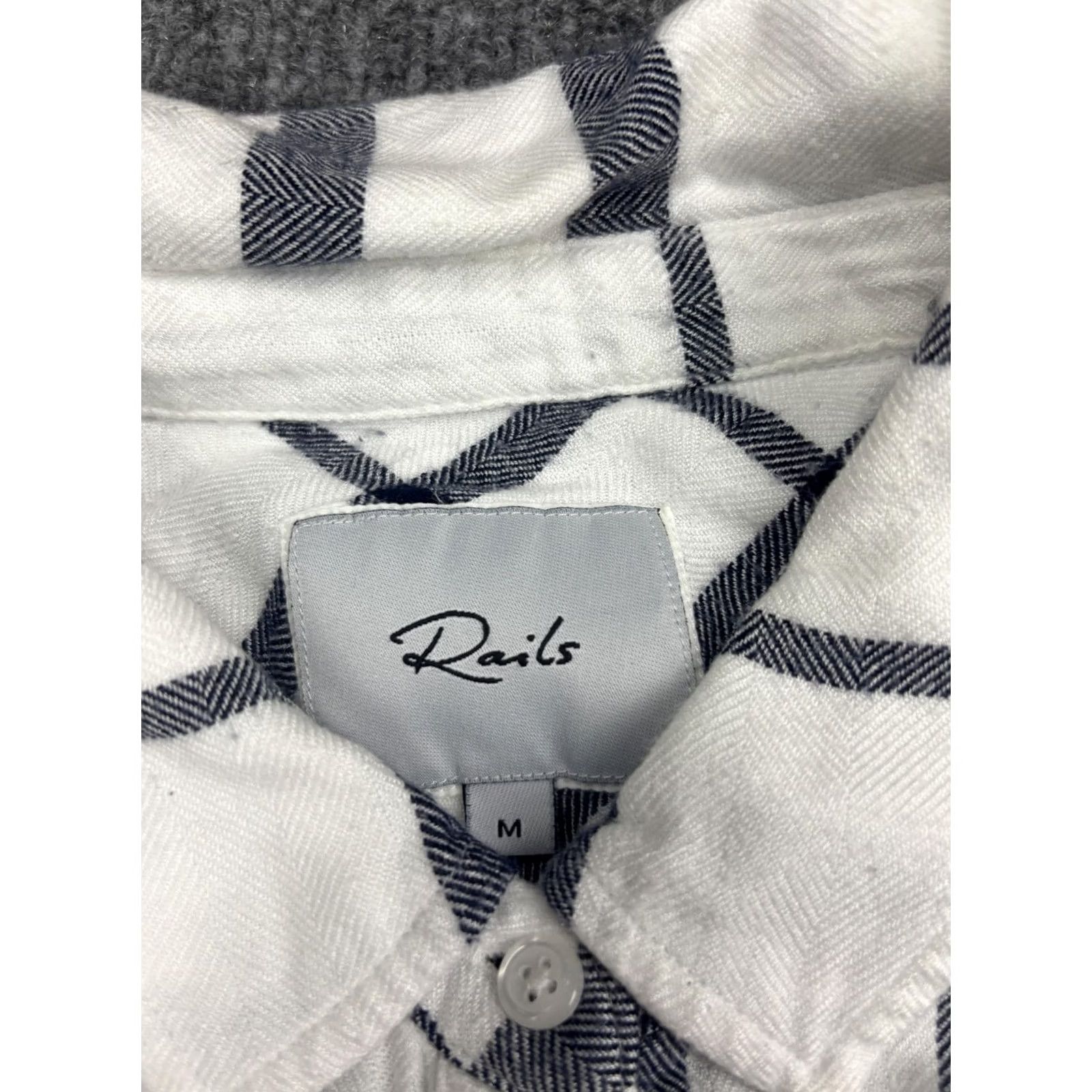 Rails Rails Hunter Shirt Womens Medium White Navy Plaid Button Front Long Sleeve Top Size M / US 6-8 / IT 42-44 - 2 Thumbnail
