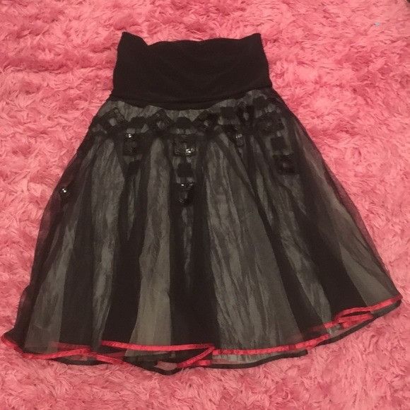 Vintage Ariella black tulle sequin fold-over full Skirt Size 27" / US 4 / IT 40 - 5 Thumbnail
