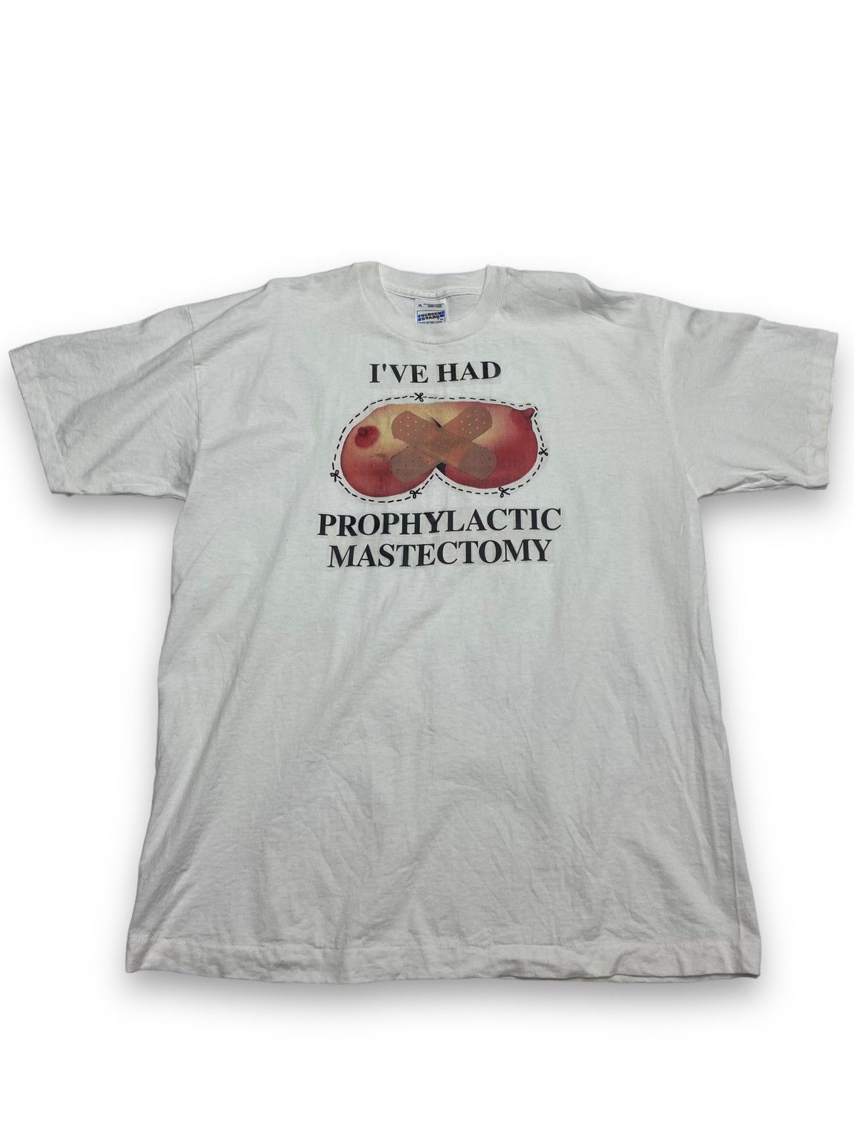 Vintage Vintage MASTECTOMY Screen Stars Single Stitch White Tee M Size US XL / EU 56 / 4 - 1 Thumbnail