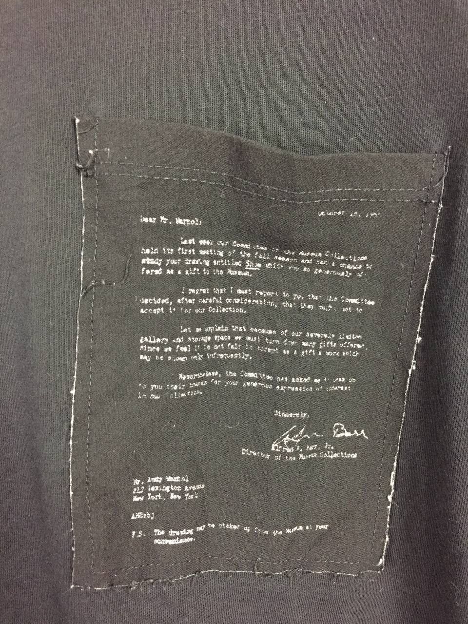Vintage Gianni Lupo Outcome Andy Warhol MoMA Rejection Letter Tee Size US L / EU 52-54 / 3 - 9 Thumbnail