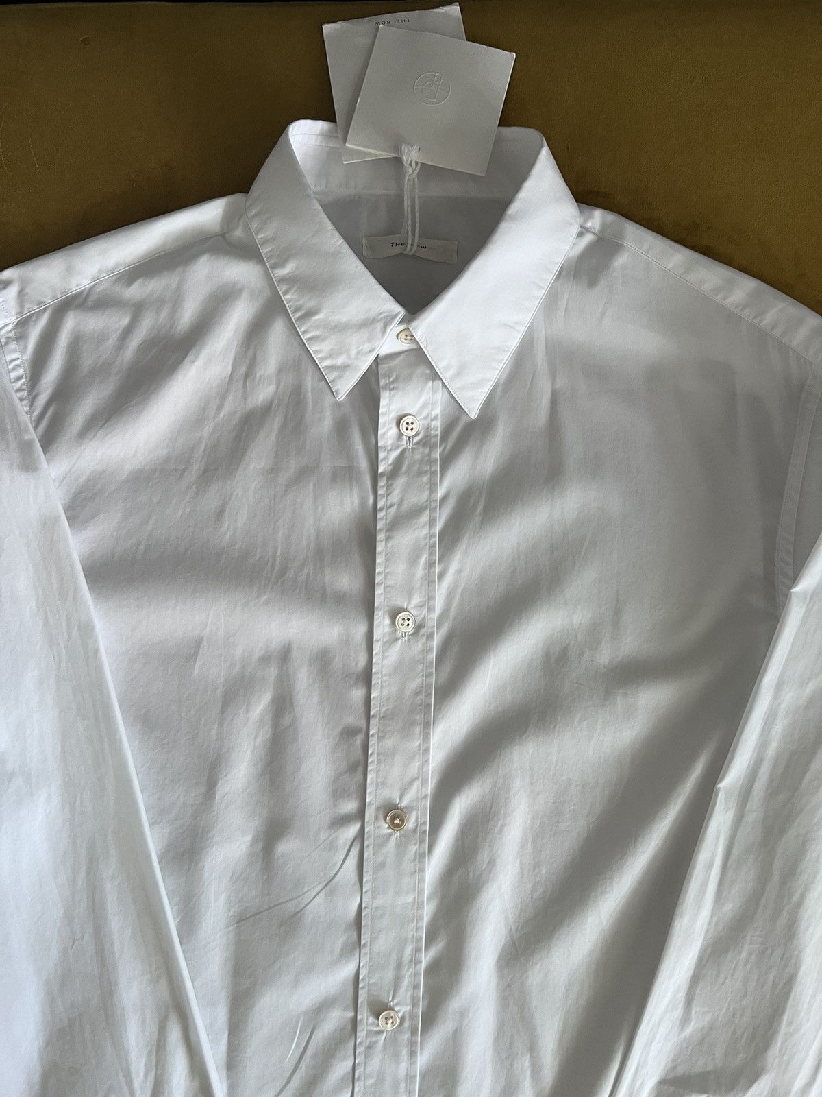 The Row $1K White cotton Ahmet dress shirt,EU41/US16, made in