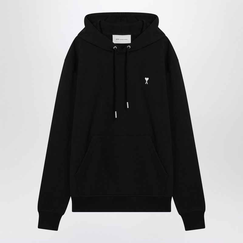 AMI Ami Paris Black Ami De Coeur Hooded Sweatshirt Size US XL / EU 56 / 4 - 1 Thumbnail
