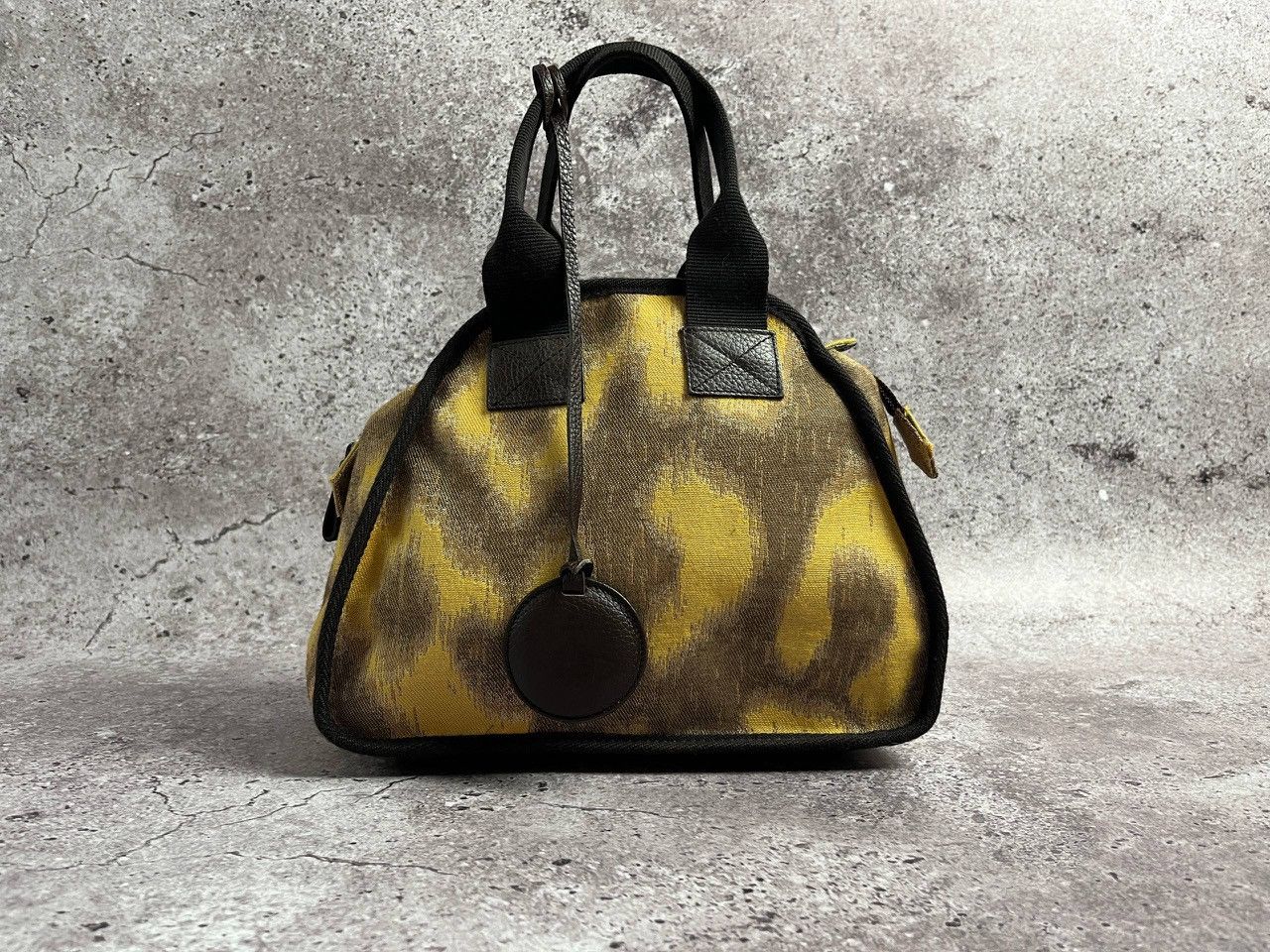 Vivienne Westwood Yellow Leopard Print Handbag OrbLogo Canvas SatchelTote Rare Size ONE SIZE - 1 Thumbnail