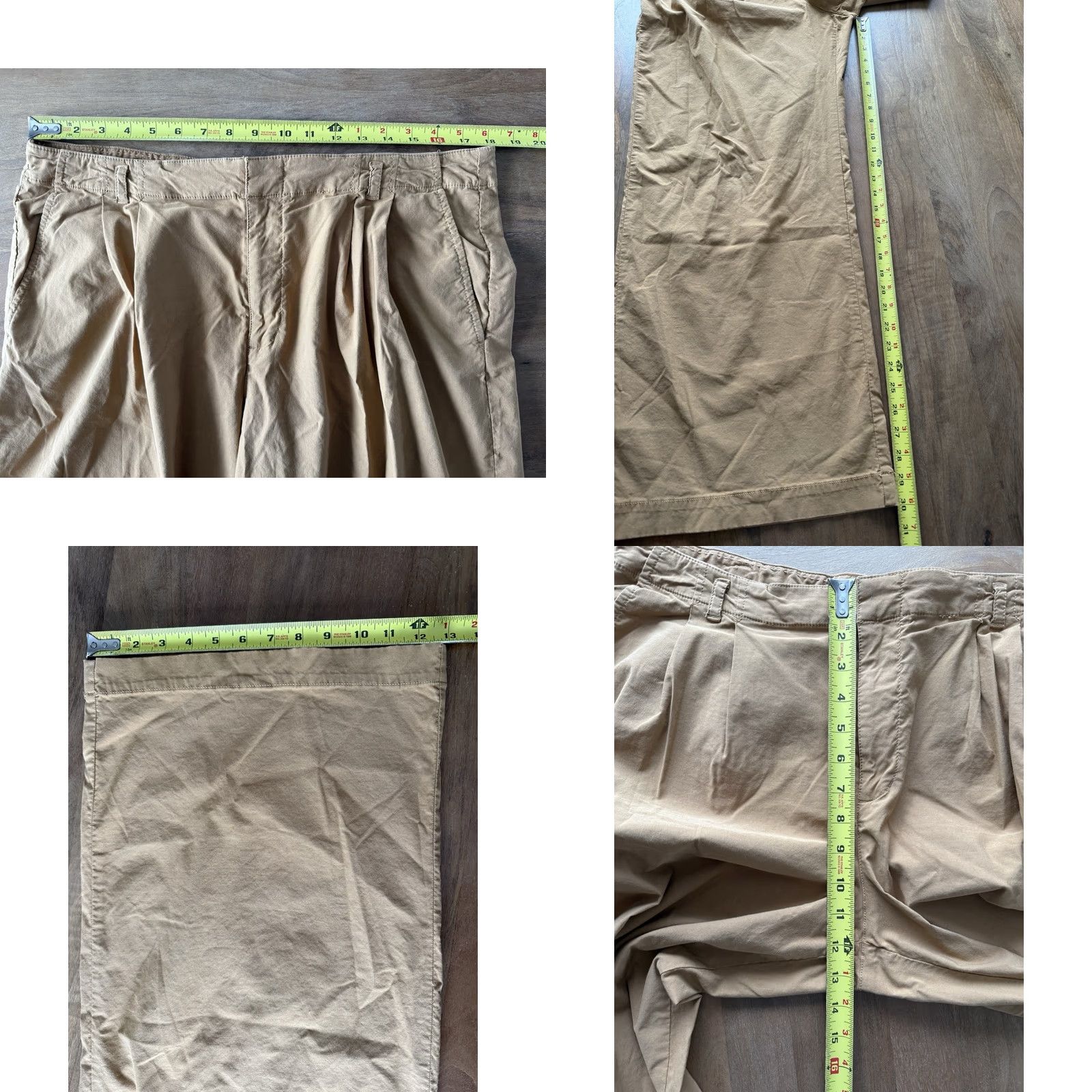 Anthropologie VINTAGE Anthropologie Wide Leg Pants Womens 14 US Tan Relaxed High Rise Cinch Back Size 36" / US 14 / IT 50 - 8 Thumbnail