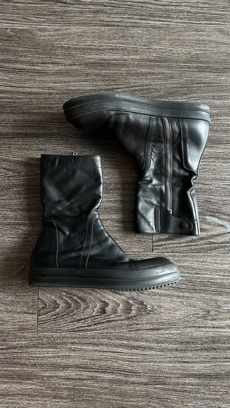image of Rick Owens Zip Boots in Black, Men's (Size 13)