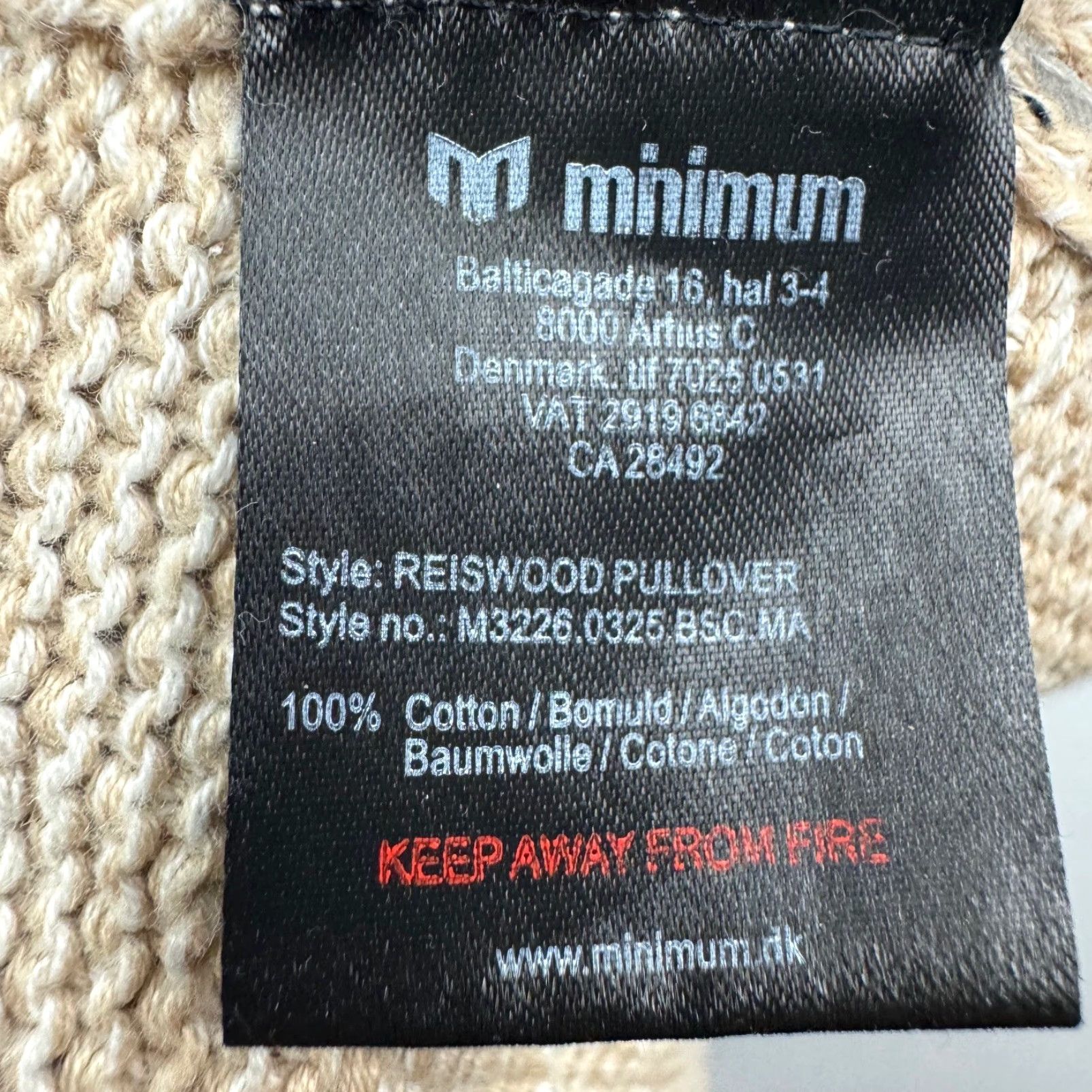 Minimum Minimum Denmark Men’s Reiswood 100% Cotton L/S Pullover Sweater Tan Medium Size US M / EU 48-50 / 2 - 4 Thumbnail
