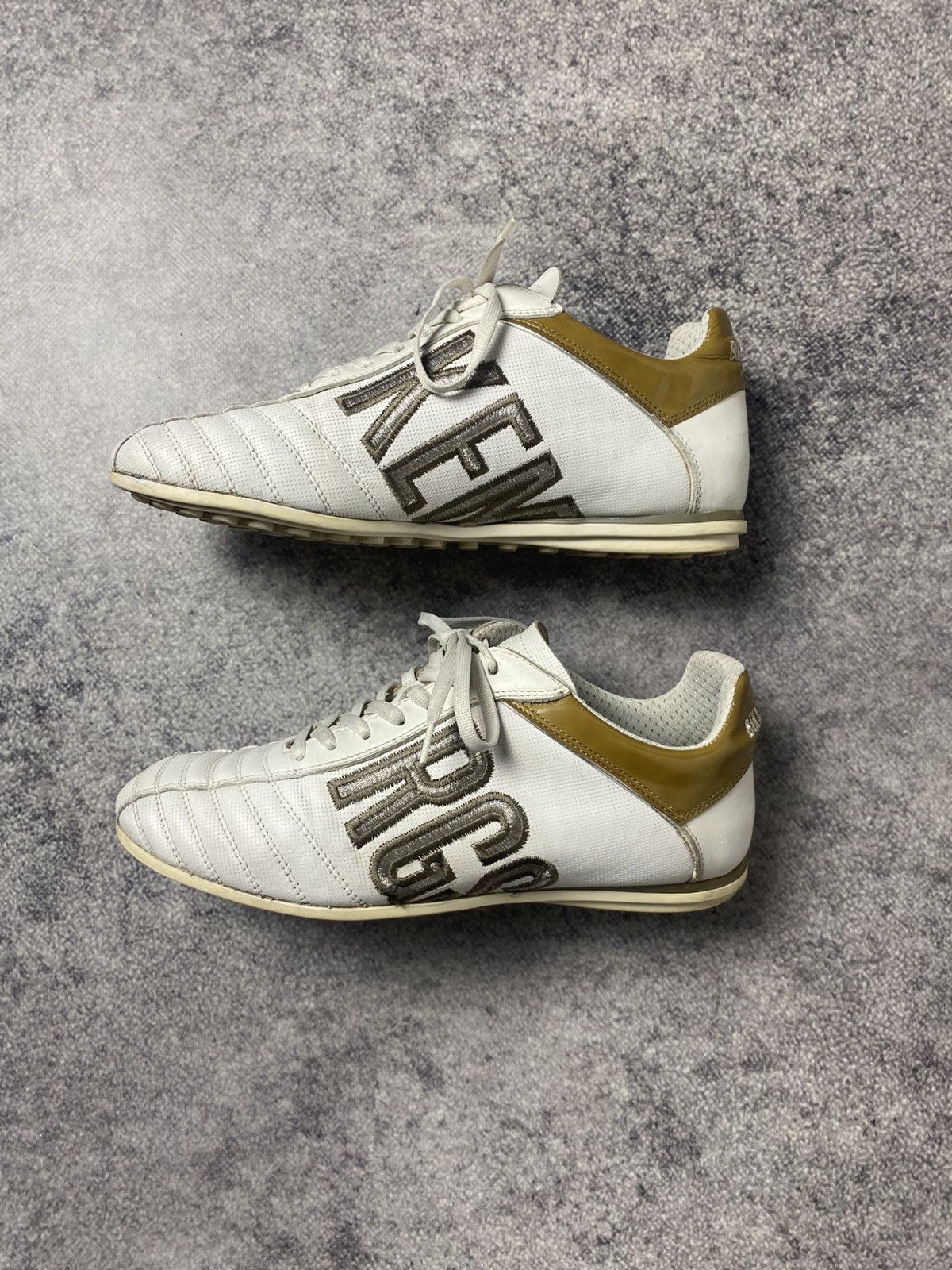 Dirk Bikkembergs Y2K LEATHER SOCCER SNEAKERS WHITE&YELLOW VINTAGE STRETWEAR Size US 5.5 / EU 38 - 3 Thumbnail