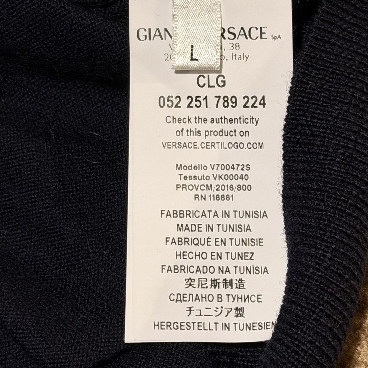 Versace Versace Collection Wool V Neck Sweater Navy Medusa Logo Size Size US L / EU 52-54 / 3 - 5 Thumbnail