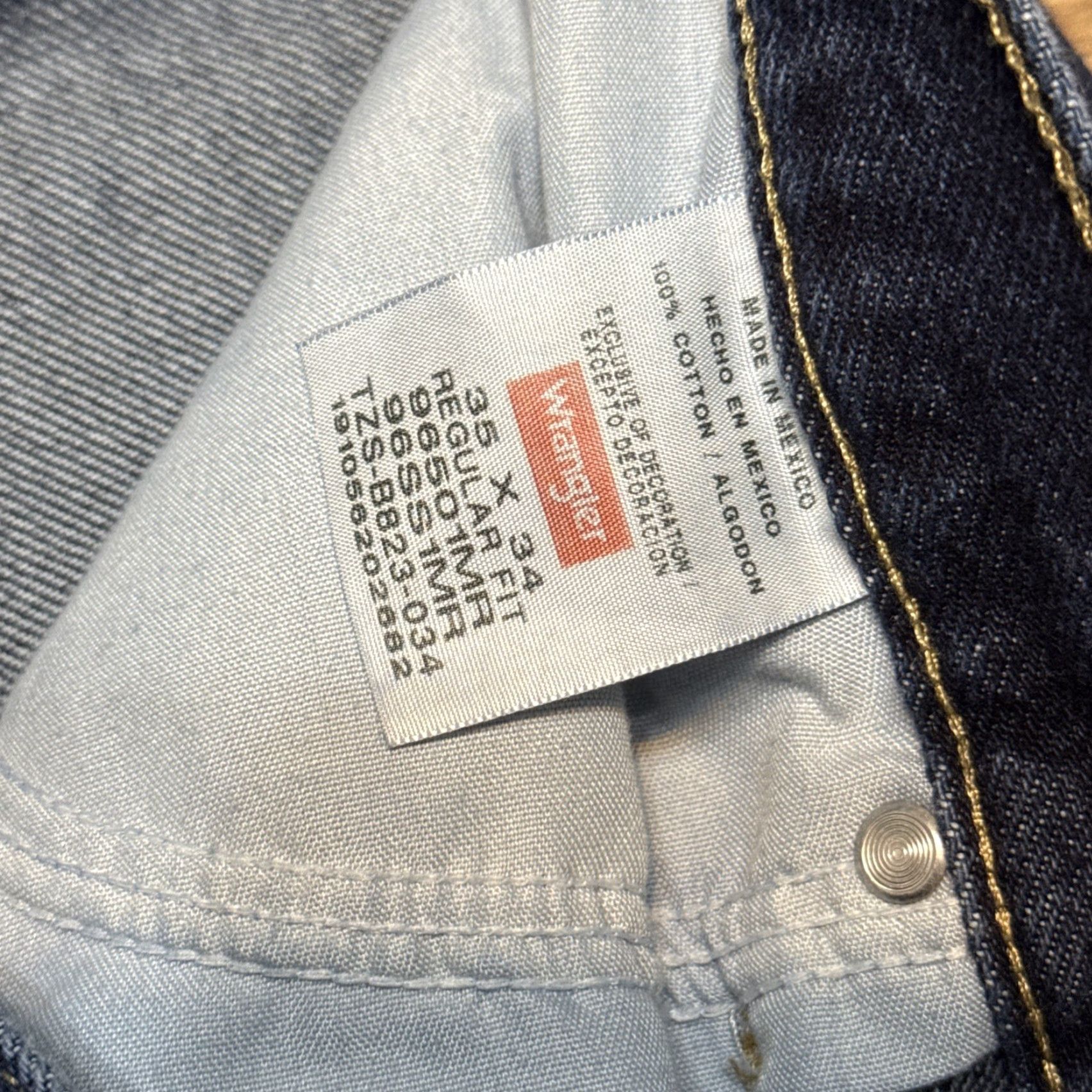 Wrangler VINTAGE Wrangler Men’s Regular Fit Straight Denim Jeans 35x34 Dark Wash 9650IMR Size US 35 - 2 Thumbnail