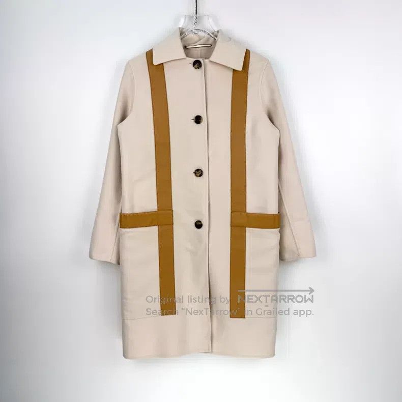 Hermes Hermes Beige Patchwork Design Cashmere Overcoat Size XS / US 0-2 / IT 36-38 - 3 Thumbnail