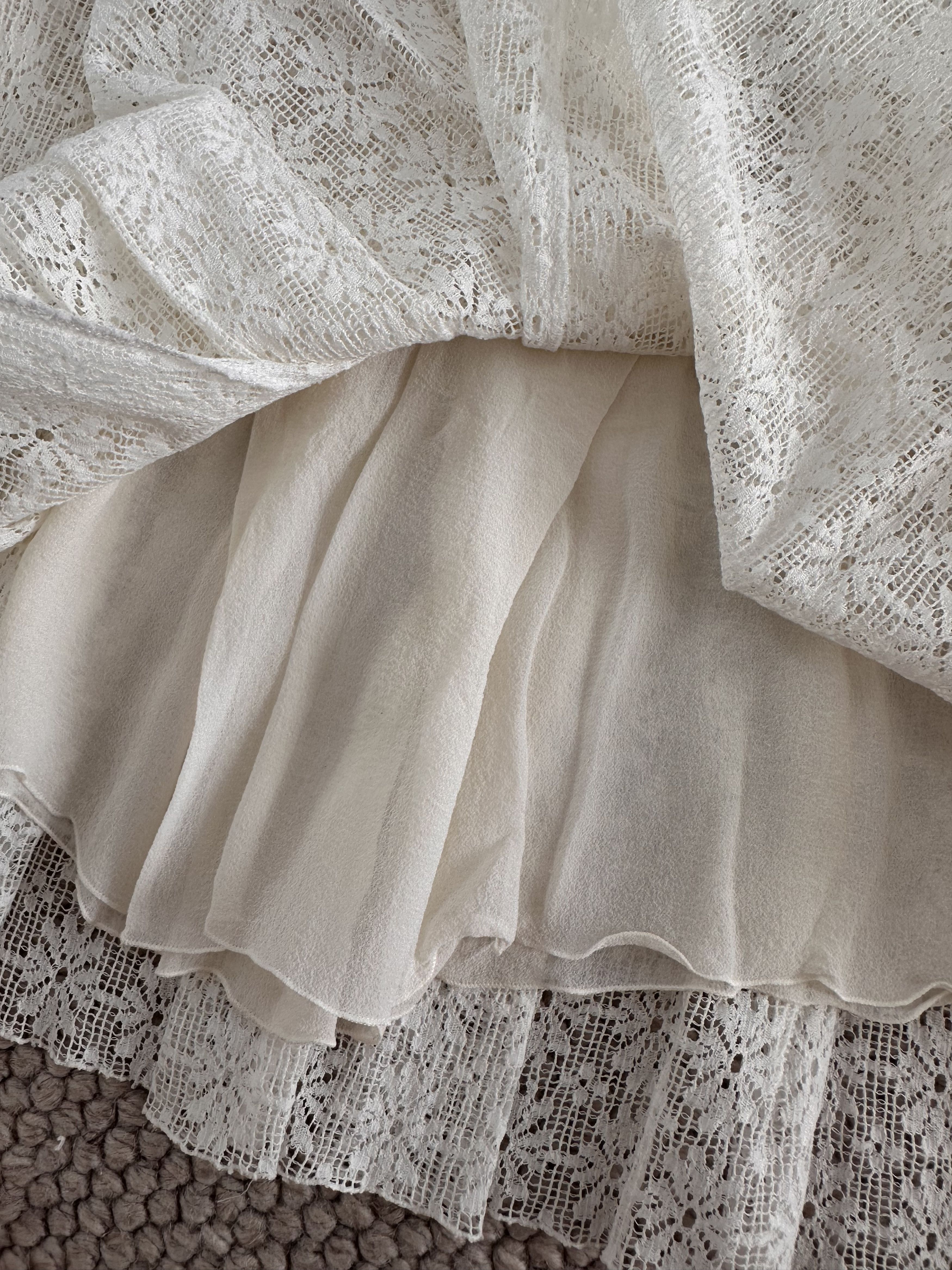 Chanel CHANEL off-white floral lace skirt Size 27" / US 4 / IT 40 - 6 Thumbnail
