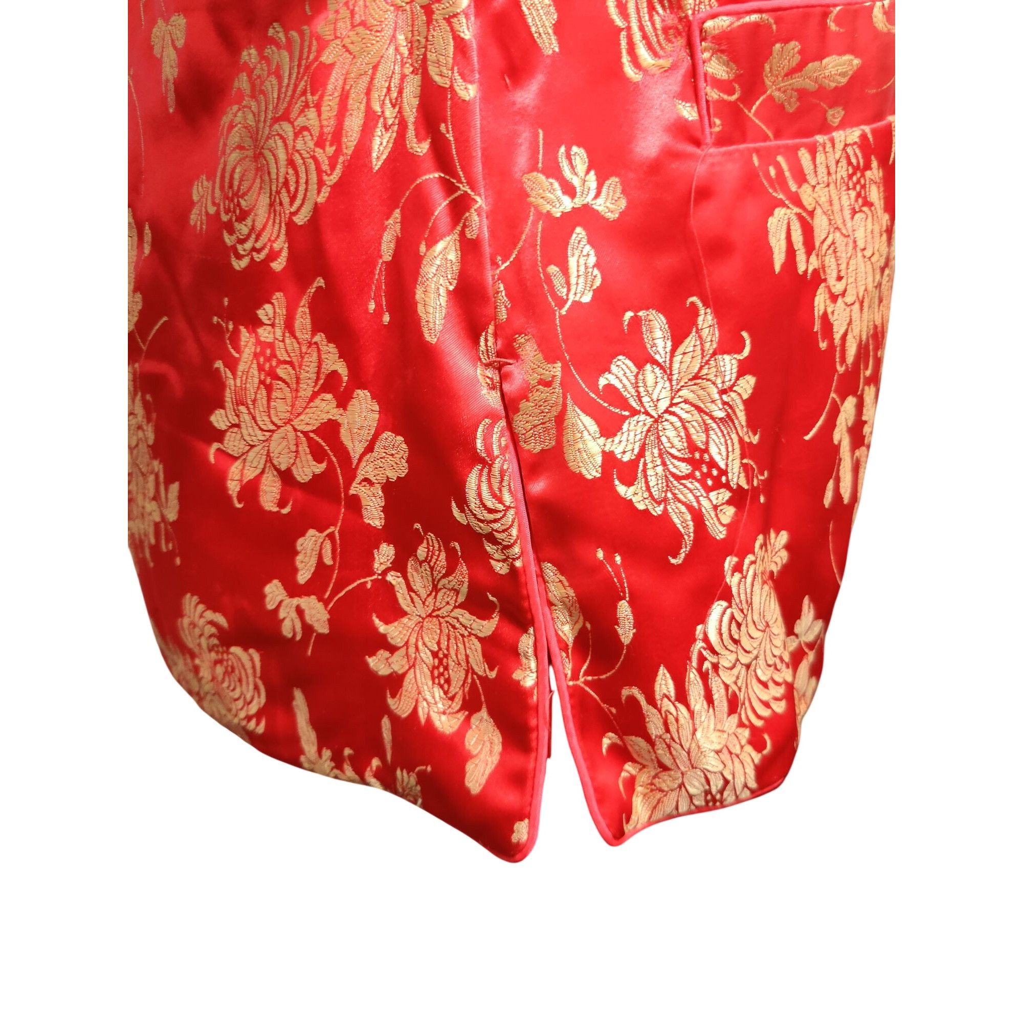 Vintage Womens S Red Jacket Brocade Vintage Chinese Gold Floral Frog Size S / US 4 / IT 40 - 5 Thumbnail