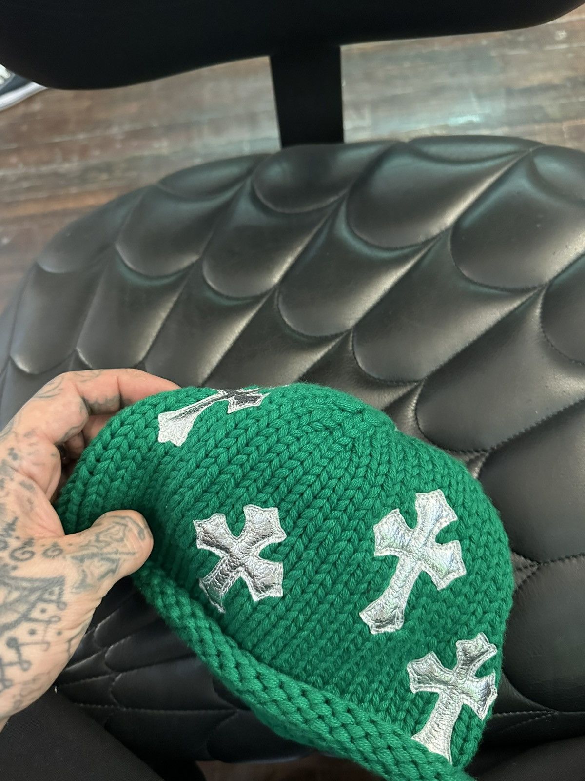 Chrome Hearts Chrome Hearts NEW 1/1 VIP Flooded Cross Beanie Hat Size ONE SIZE - 4 Thumbnail