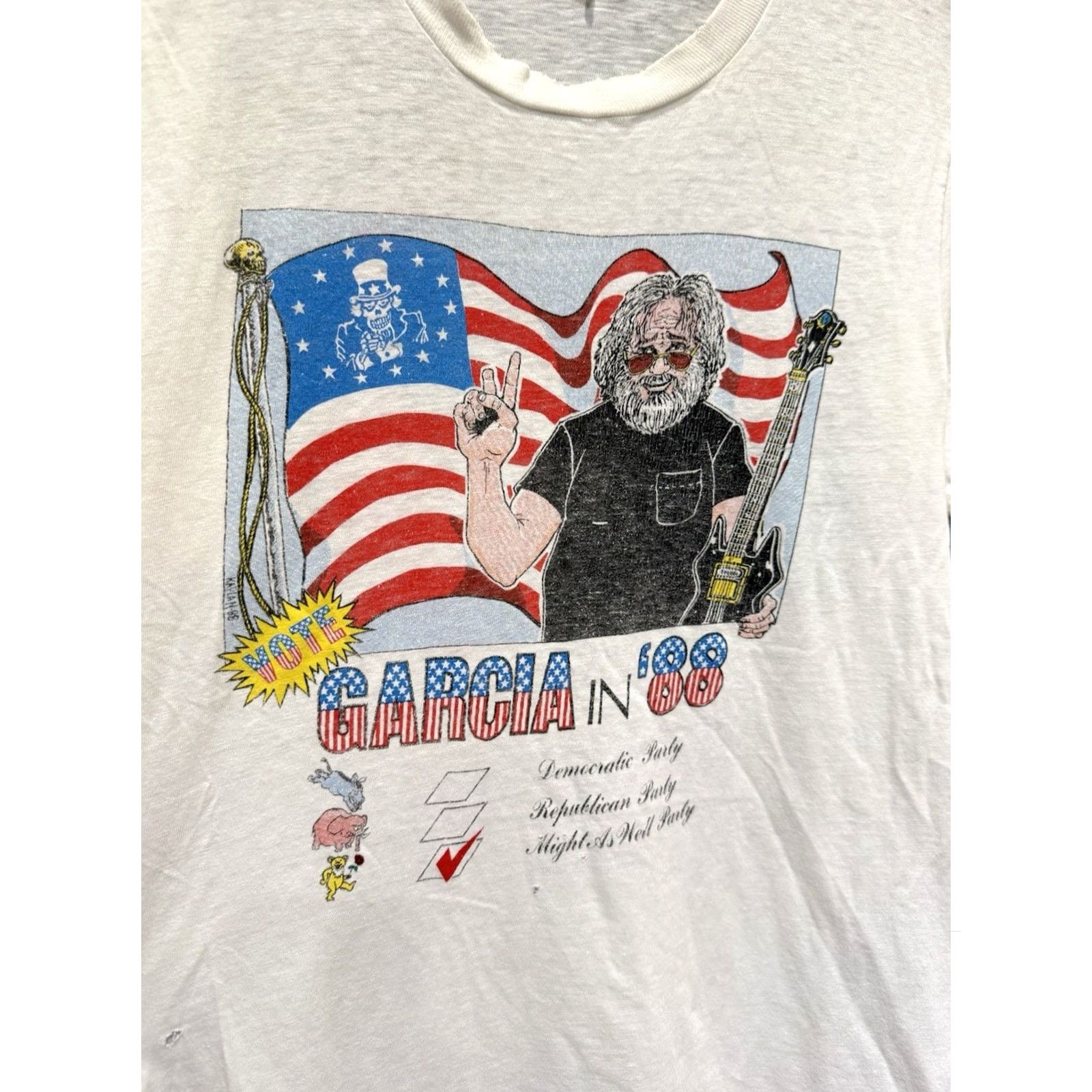 Vintage VINTAGE Grateful Dead Tee Shirt 90s Jerry Garcia For President M/L White Shirt Mens Large Size US L / EU 52-54 / 3 - 5 Thumbnail