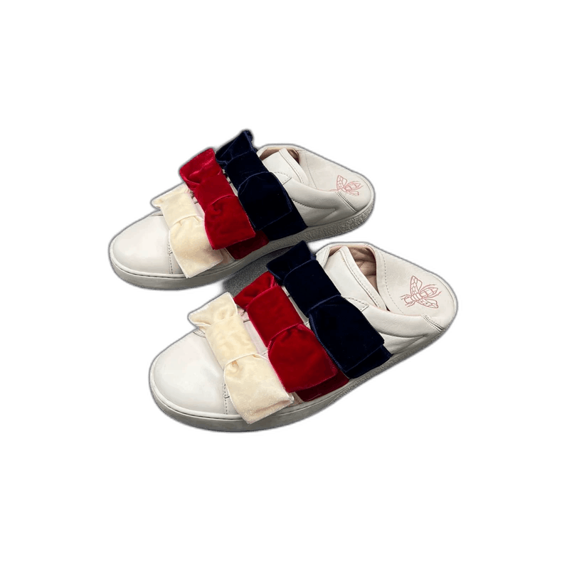 Gucci Gucci White Velvet Bow Slip-On Sneakers Size US 7 / IT 37 - 1 Thumbnail