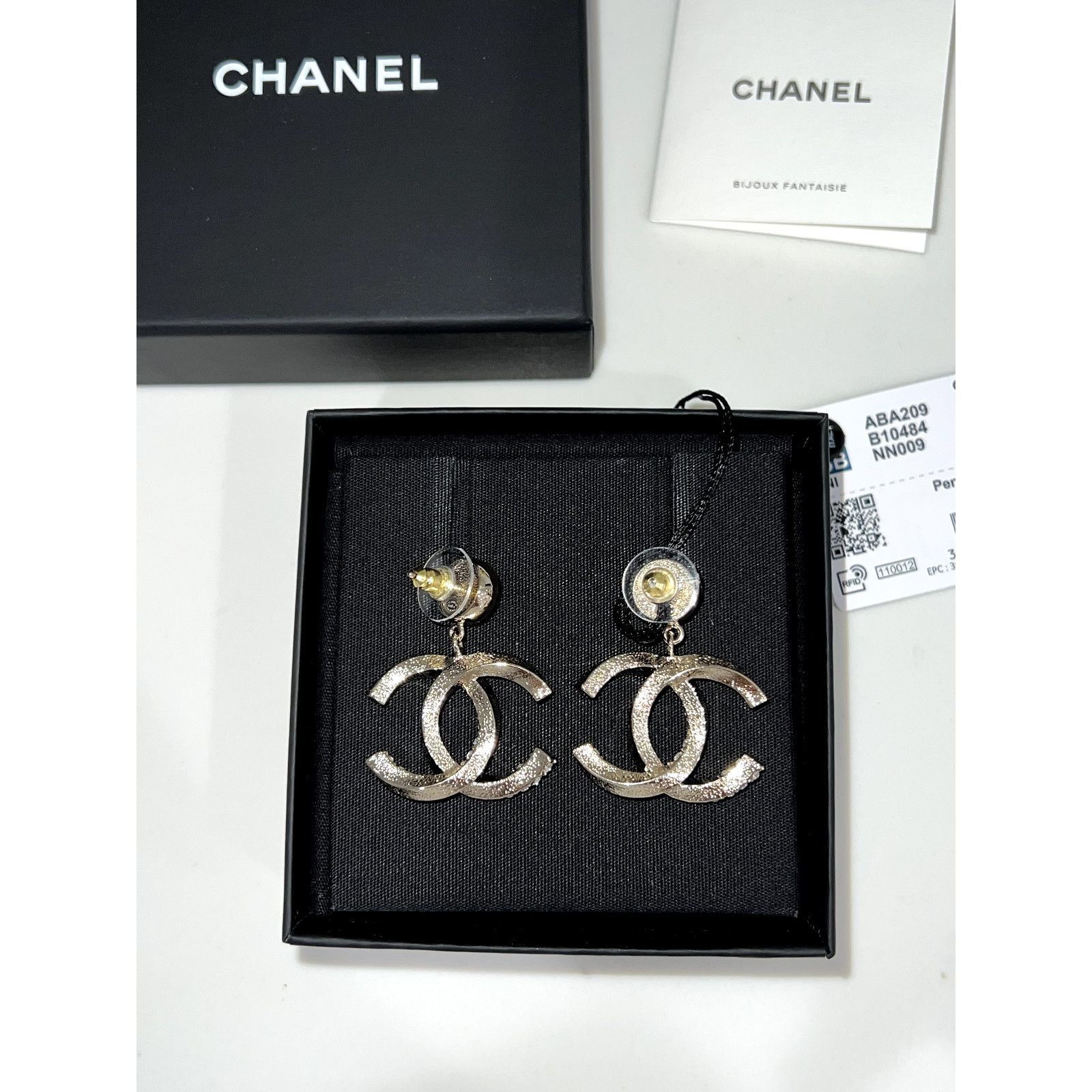 Chanel Chanel Gold Crystal Statement Stud Pendant Drop Earrings Size ONE SIZE - 13 Thumbnail