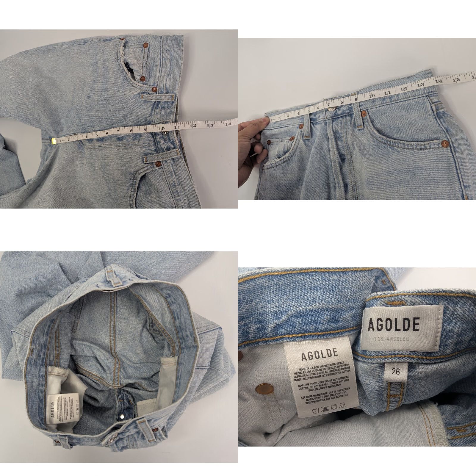 Agolde AGOLDE Riley High Rise Straight Crop Jeans Light Wash 26 A066B-983 Womens Jeans Distressed"} Size 28" / US 6 / IT 42 - 8 Thumbnail