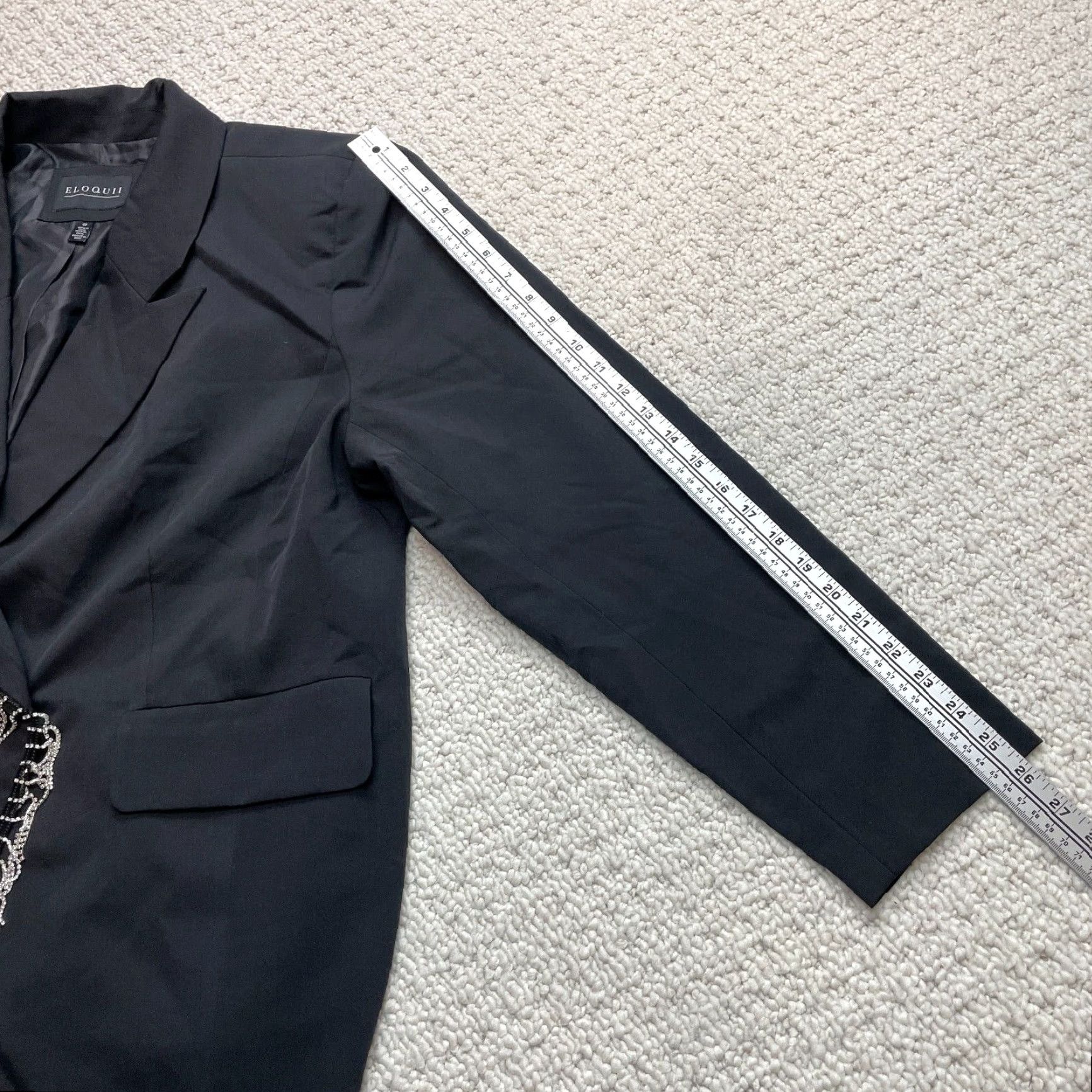 Vintage Eloquii Blazer Jacket Womens 22 Plus Size Black Beaded Fringe Pockets New Vintage: No Size 3XL / US 20-22 - 7 Thumbnail