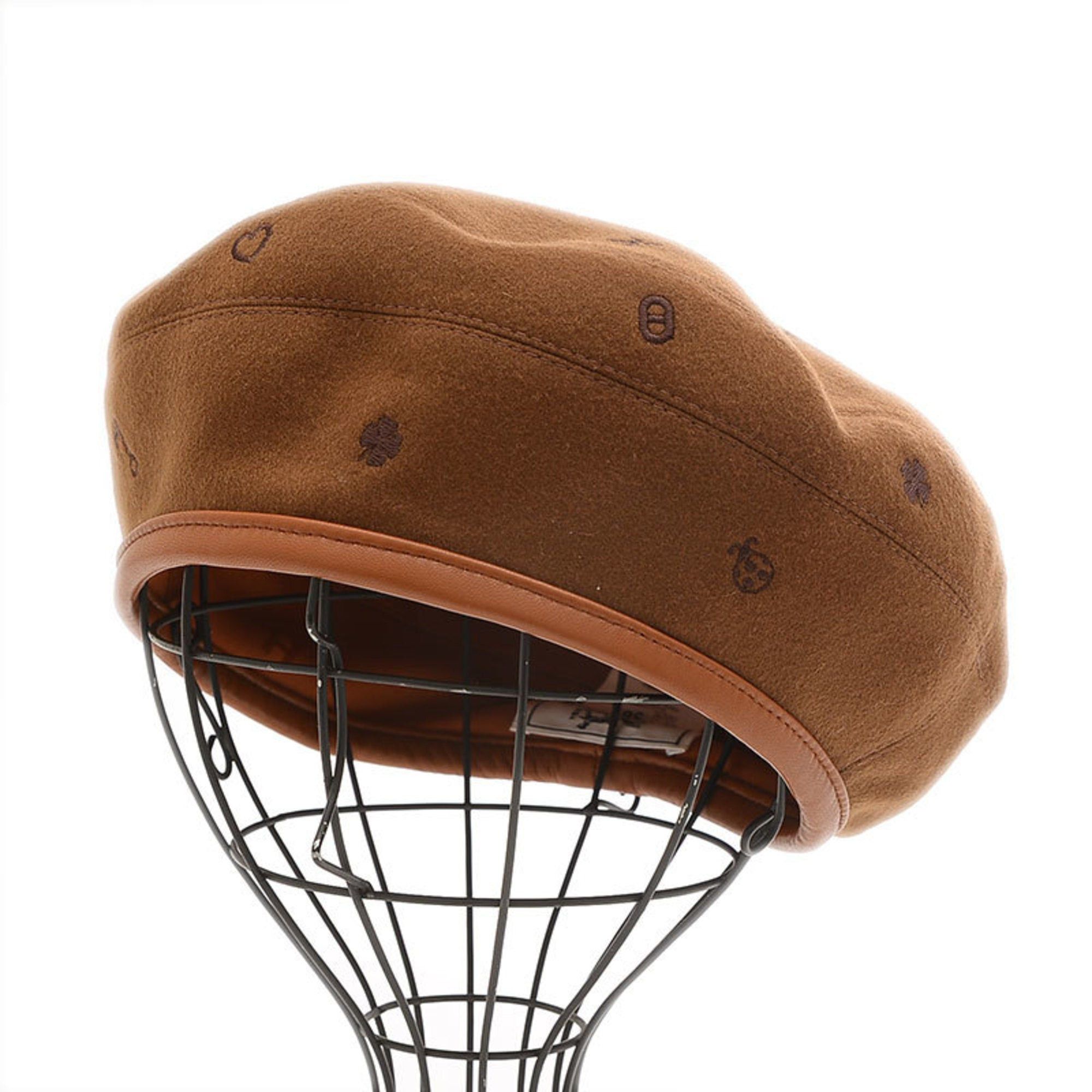 image of Hermes Saint Honore Beret Beige 100% Cashmere 58 in Brown, Women's