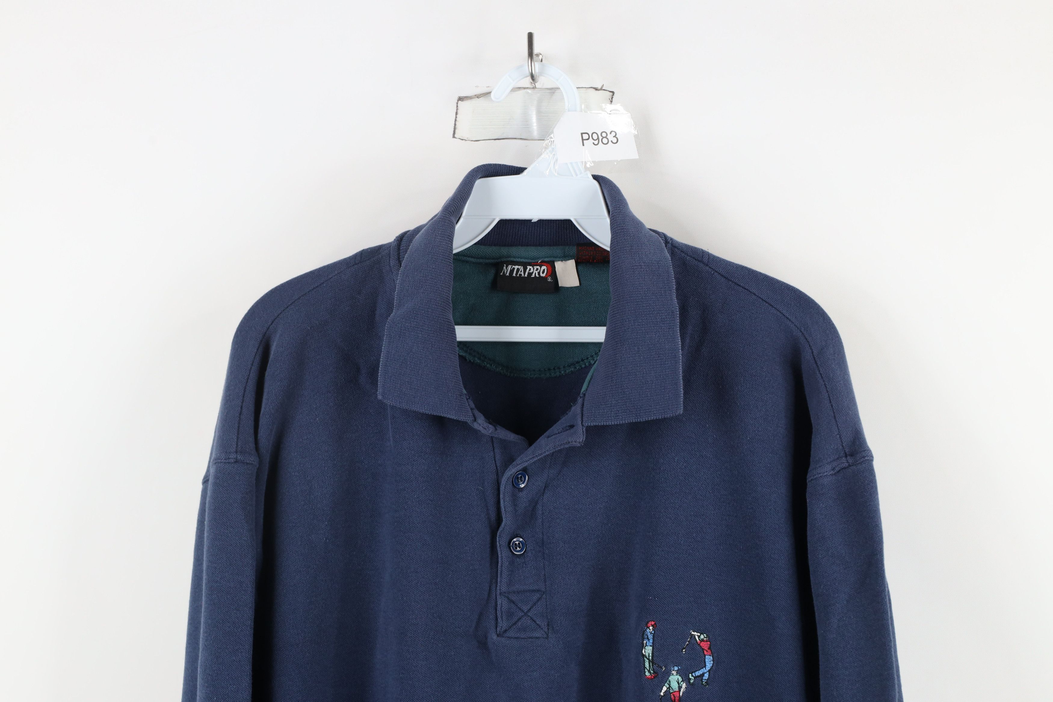 Vintage Vintage 90s Streetwear Long Sleeve Rugby Polo Shirt Blue Size US M / EU 48-50 / 2 - 2 Thumbnail