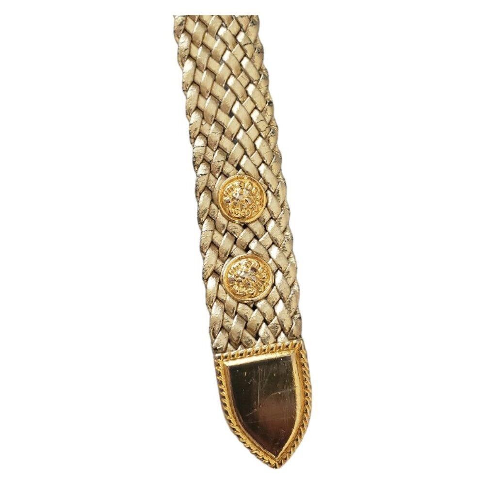 Designer Vintage Gold Braided Leather Ladies Belt Size ONE SIZE - 3 Thumbnail