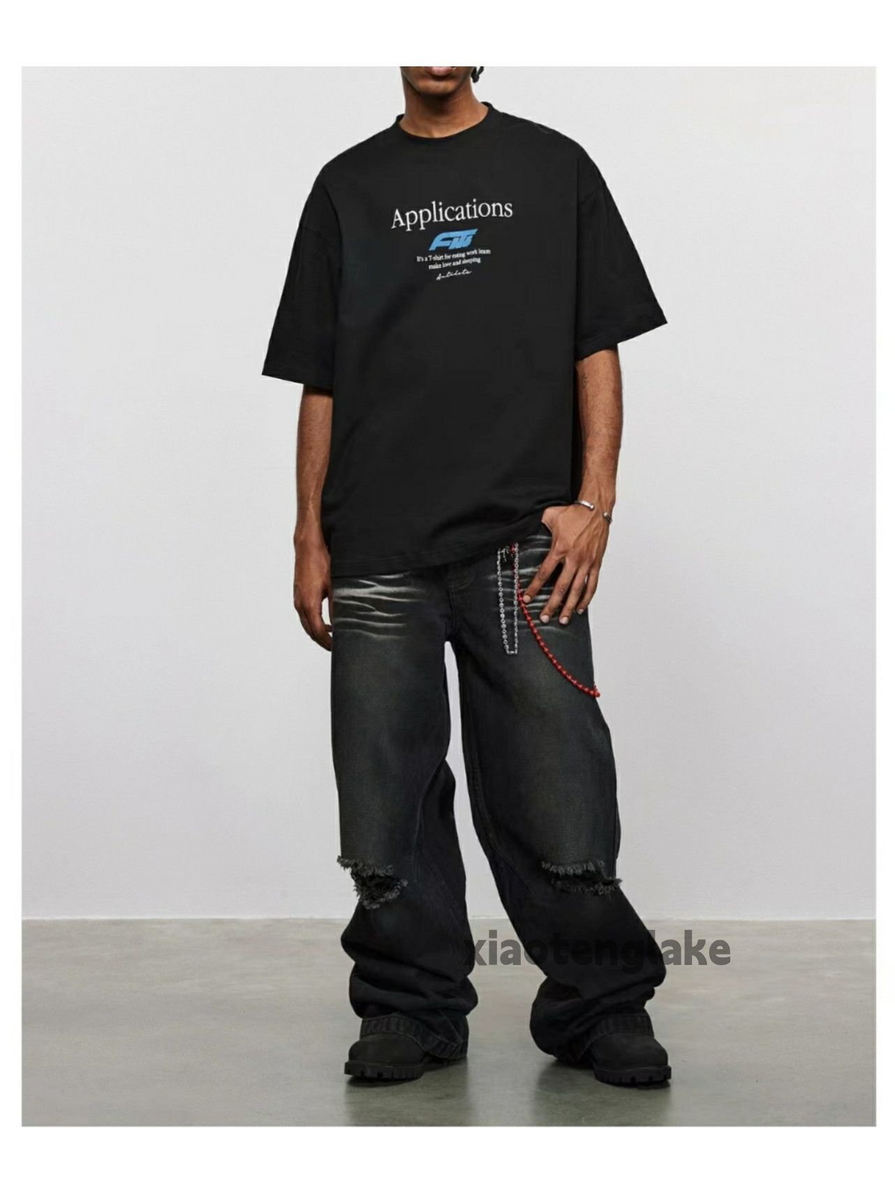 Jean × Vintage washed faded loose baggy skate hiphop ripped jeans Size US 36 / EU 52 - 4 Thumbnail