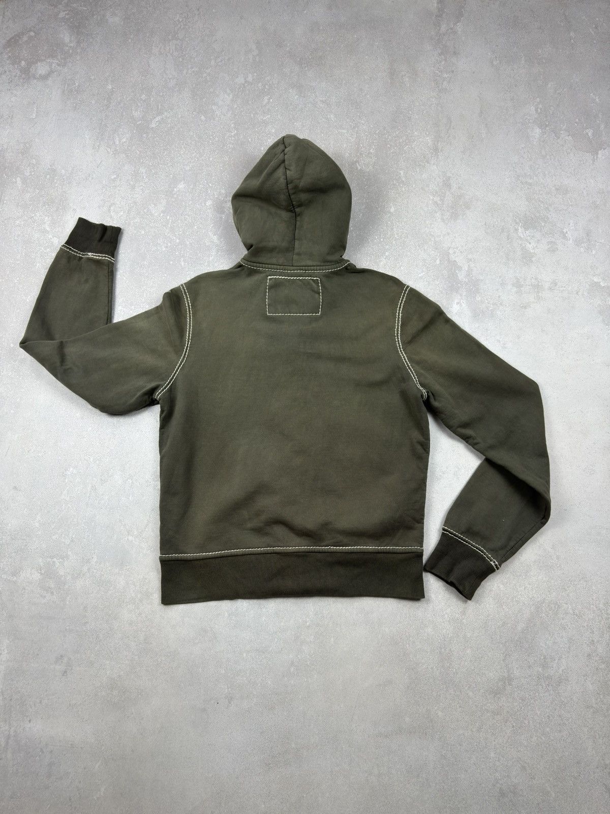 True Religion Vintage True Religion Zip Hoodie Big-T Khaki Washed Destroye Size US L / EU 52-54 / 3 - 24 Thumbnail